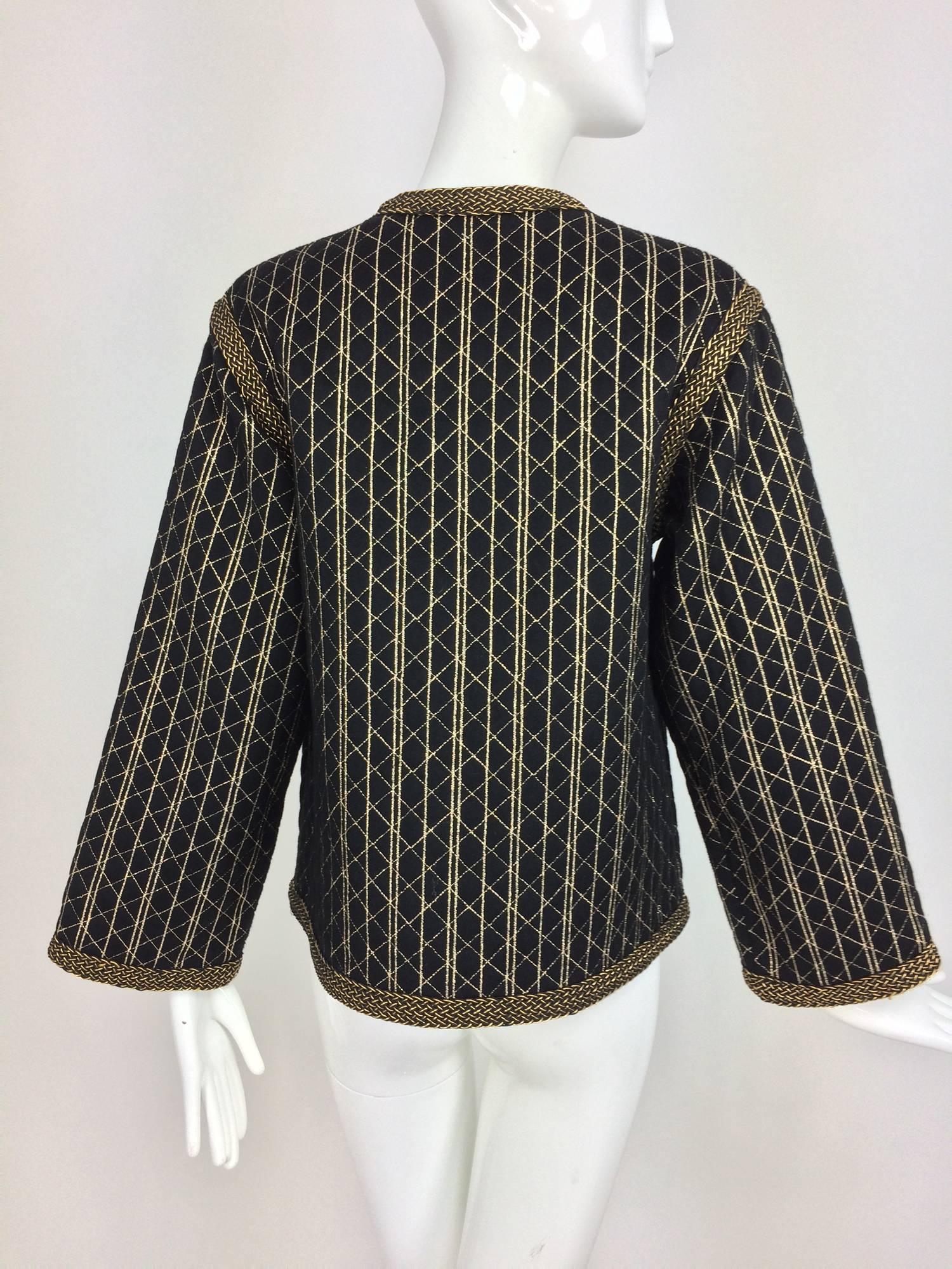 Women's Vintage Yves Saint Laurent black & gold metallic stripe jacket 1970s
