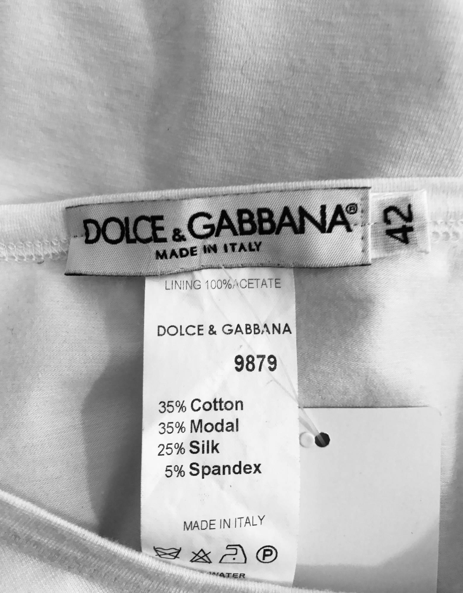 Dolce & Gabbana white cotton and chiffon extended sleeve T shirt  2