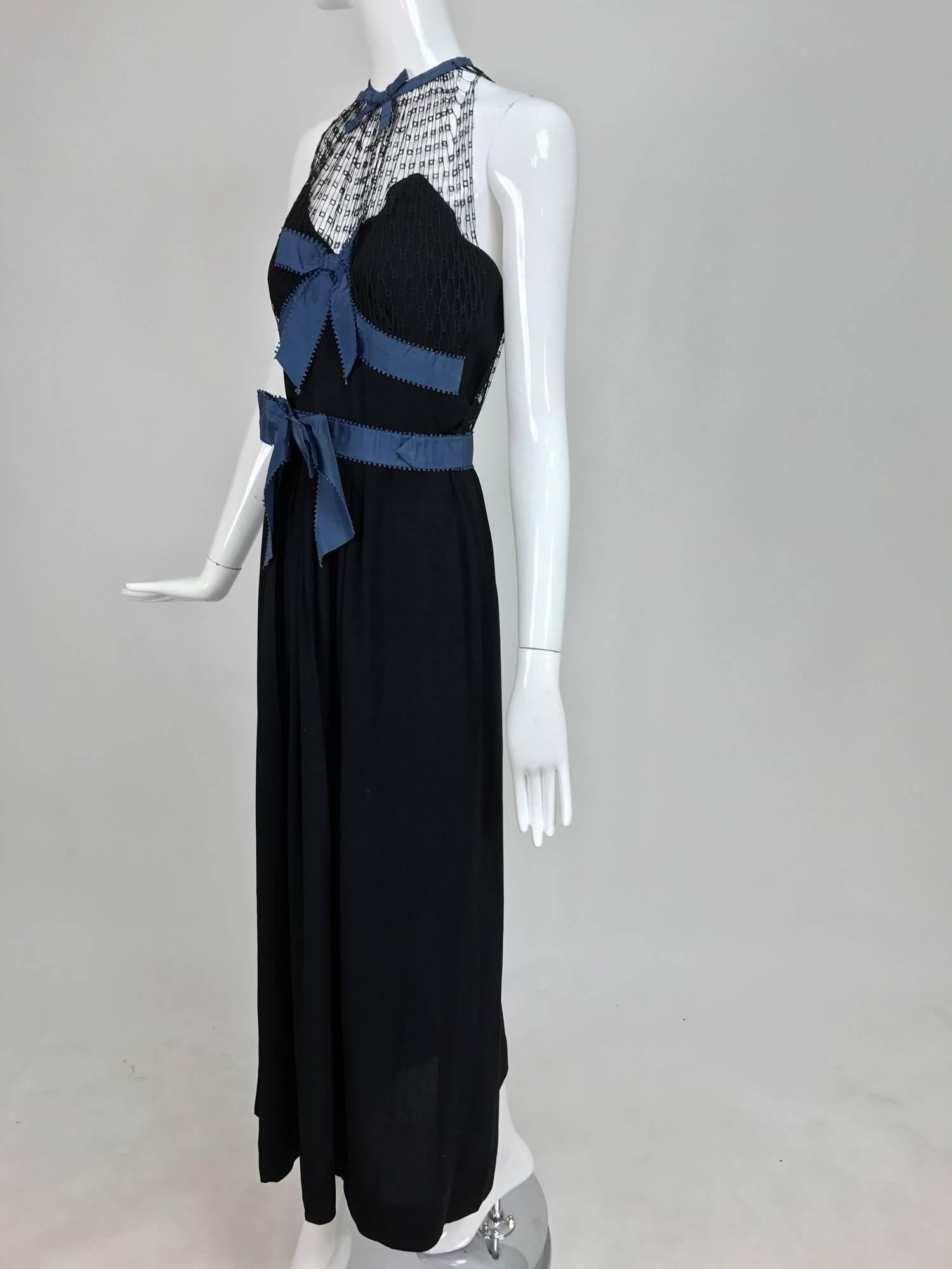Mainbocher 1946 black crepe and net dress with hood estate of Ruth ...