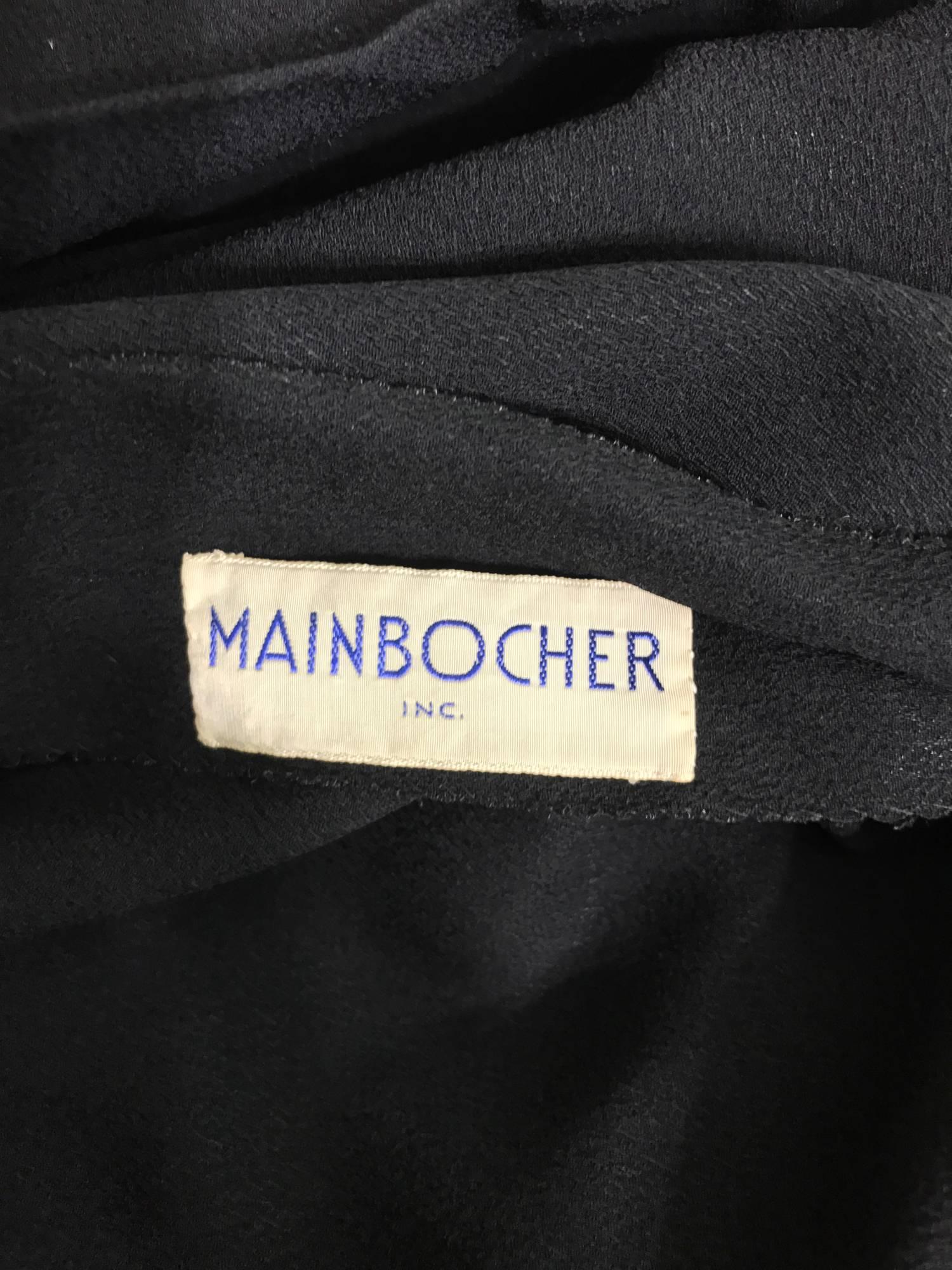 Mainbocher 1946 black crepe and net dress with hood estate of Ruth ...