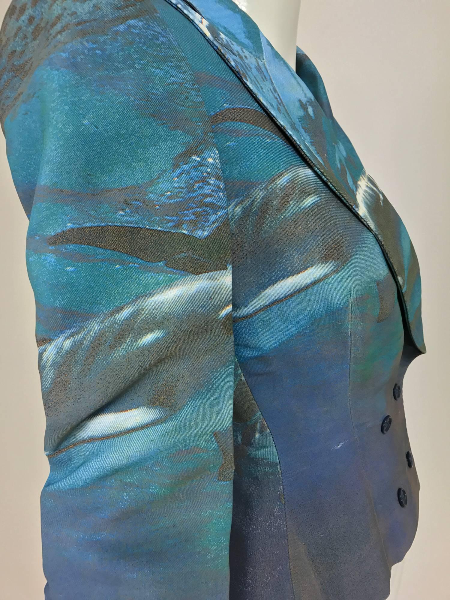 Women's Alexander McQueen digital print underwater dolphin cropped jacket