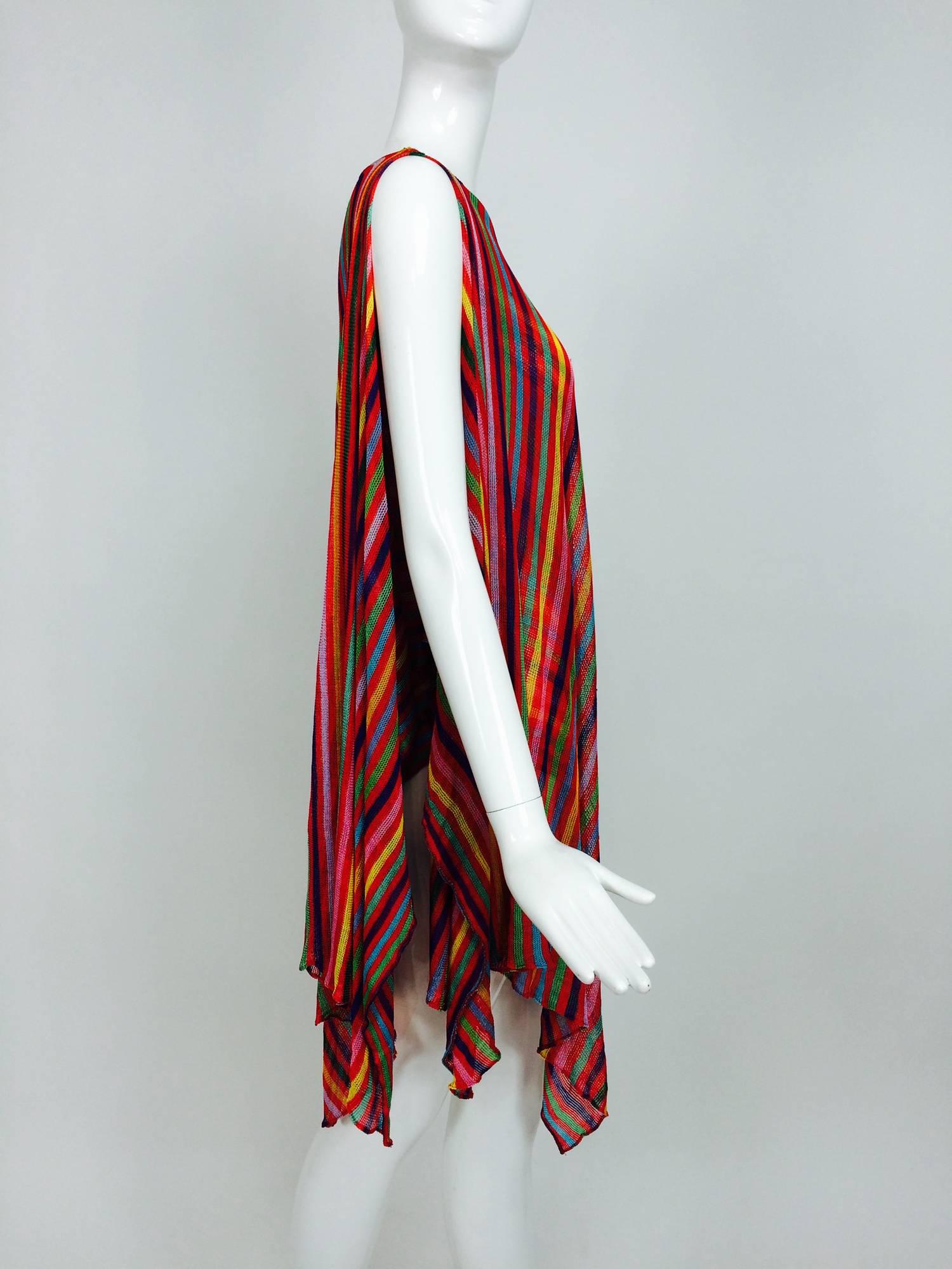 Vintage Missoni draped asymmetrical coloured tunic 1970s In Excellent Condition In West Palm Beach, FL