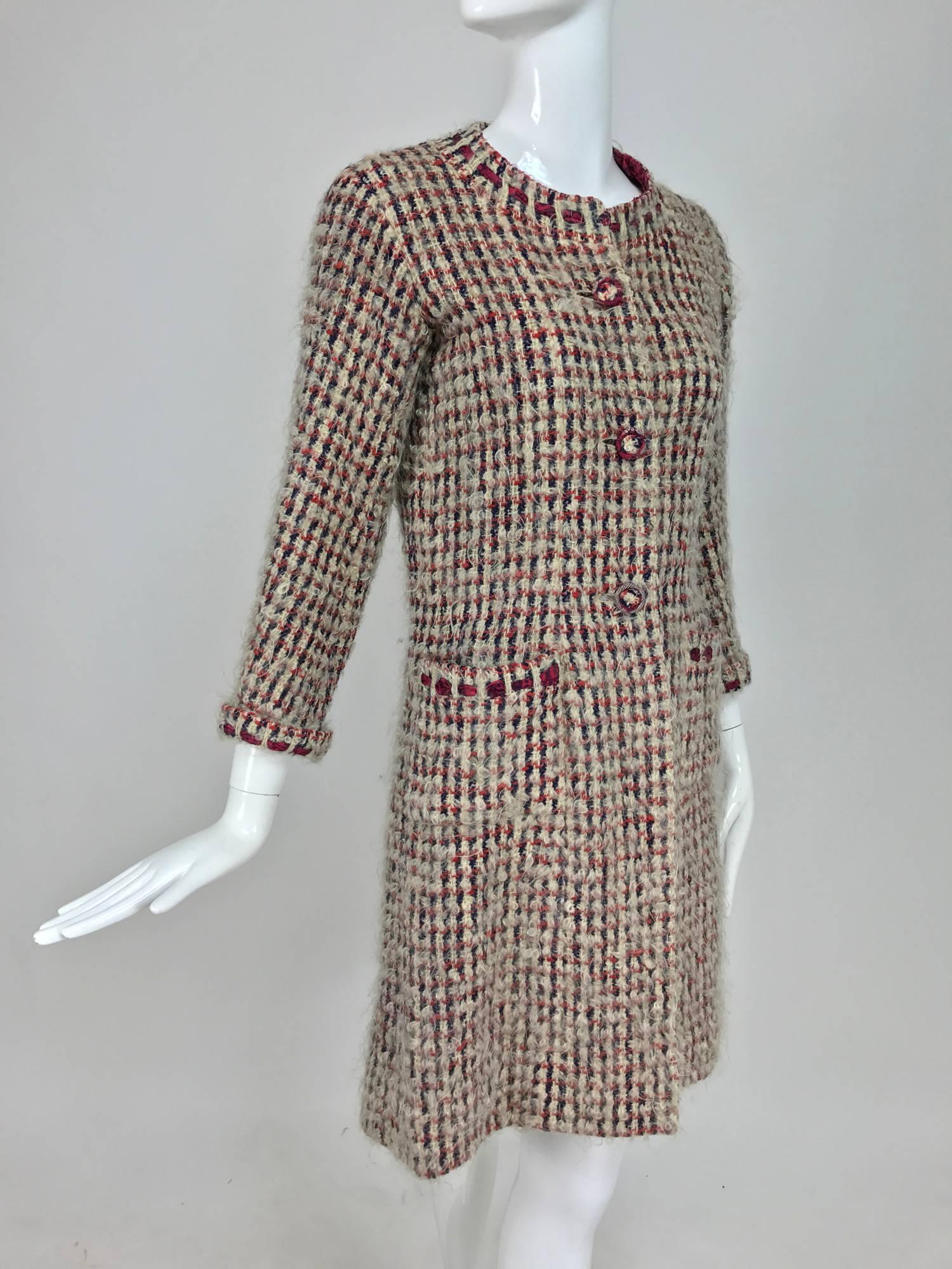 long wool coat with ribbons