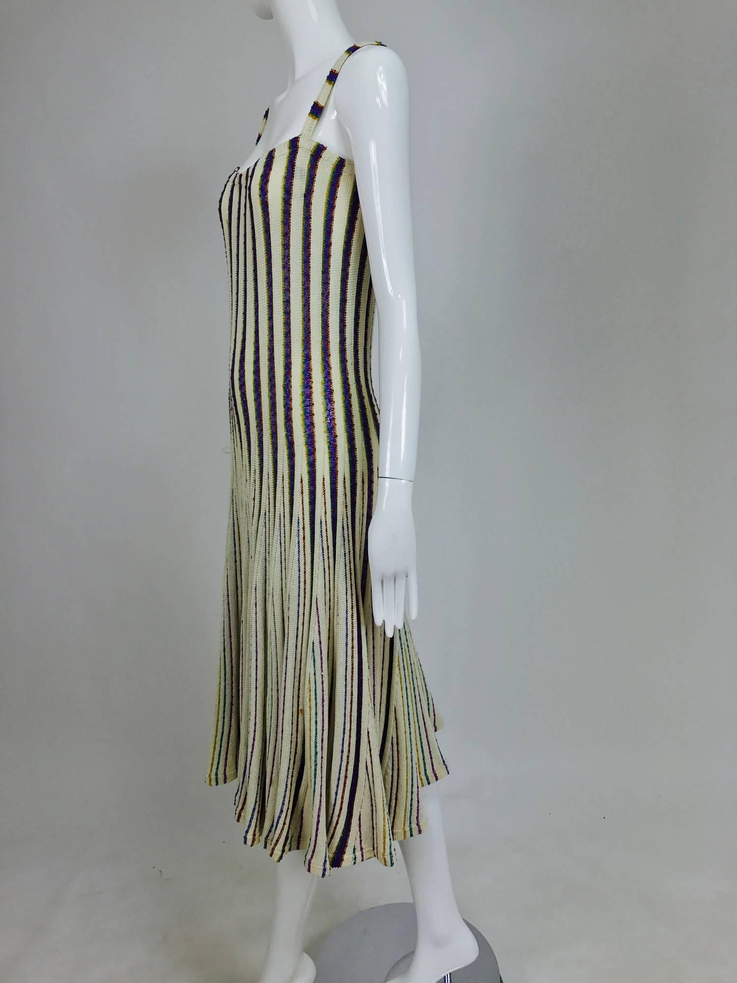 Gray Vintage Missoni for Bloomingdales stripe gored hem knit tank dress 1970s