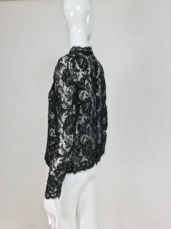 Vintage Bill Blass black guipure lace over ivory silk chiffon lined ...
