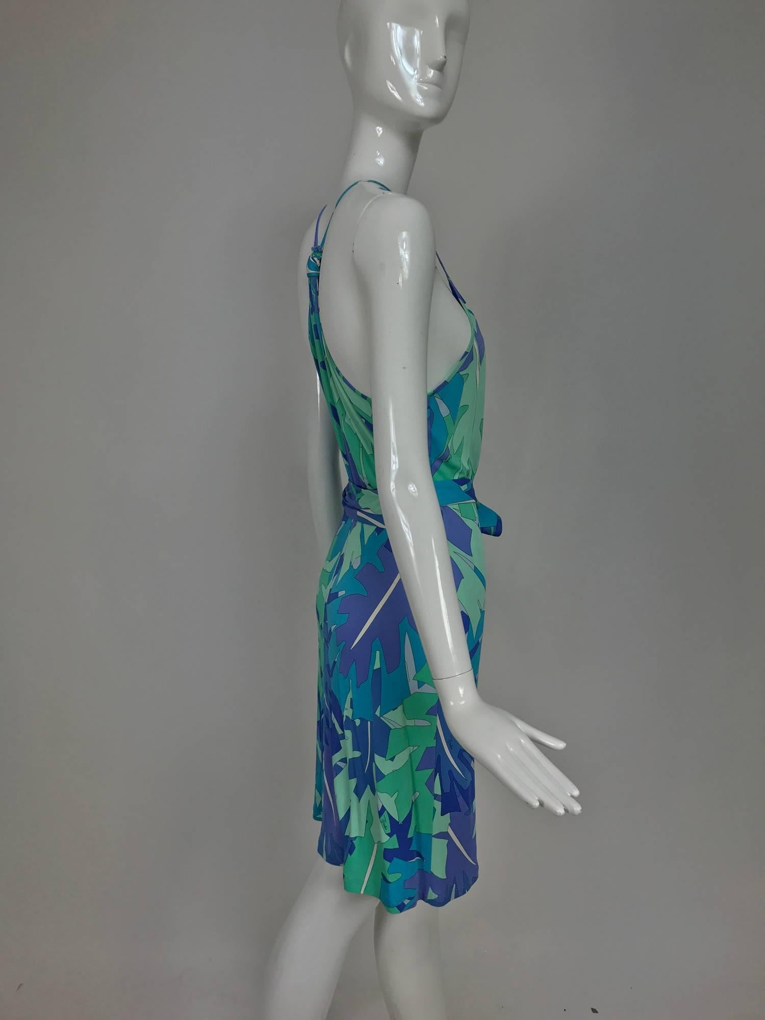 Pucci tropical print silky rayon jersey halter wrap dress  1