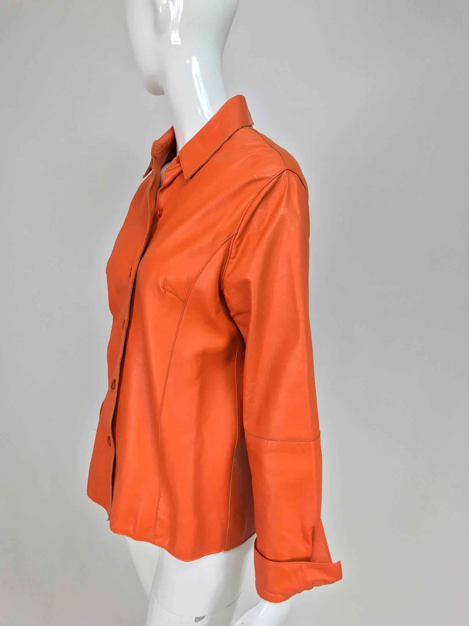 orange leather shirt