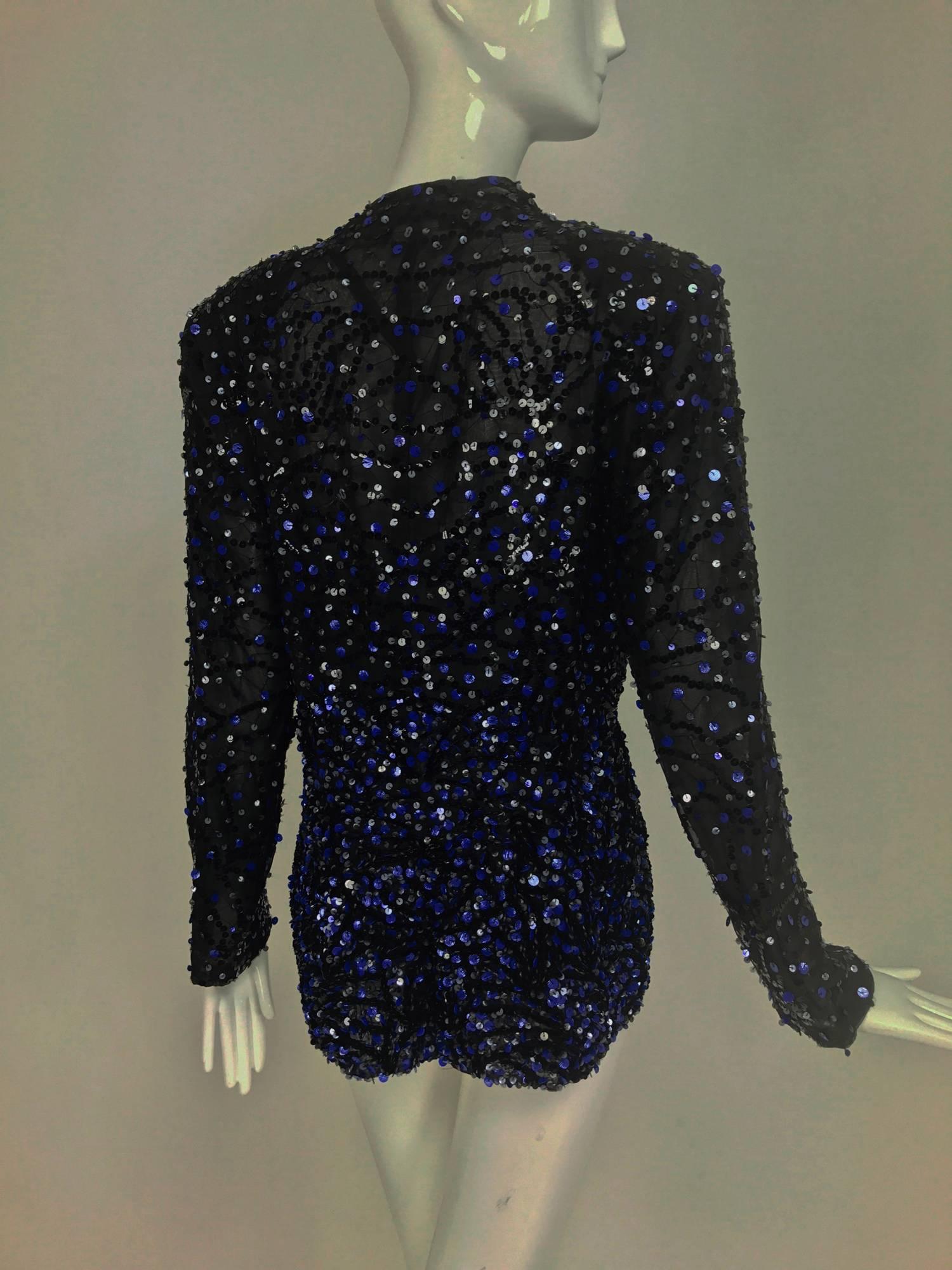 Genny Sequined black silk organza open front jacket NWt In New Condition In West Palm Beach, FL