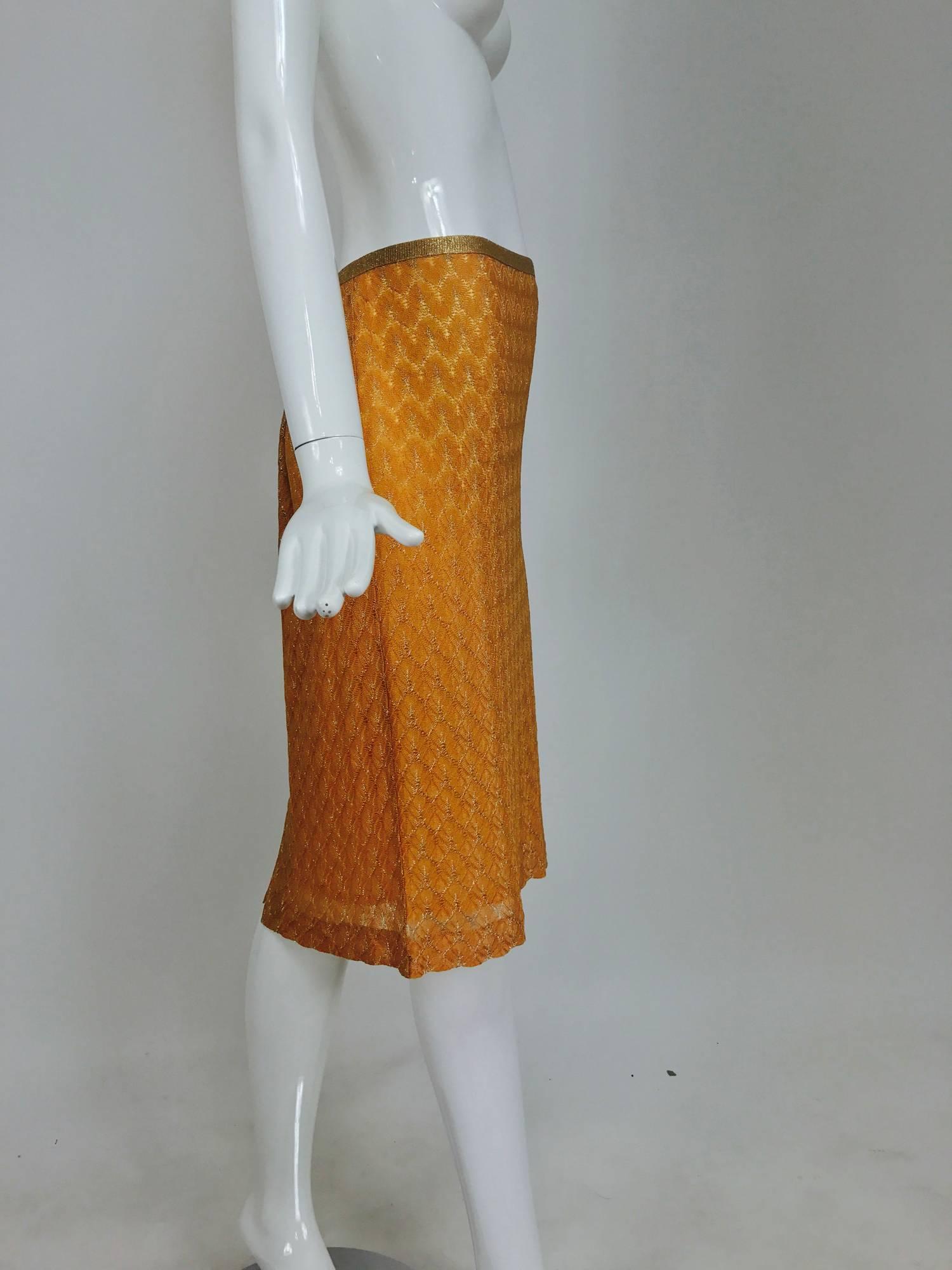 Gold Missoni coral and gold metallic knit straight skirt unworn