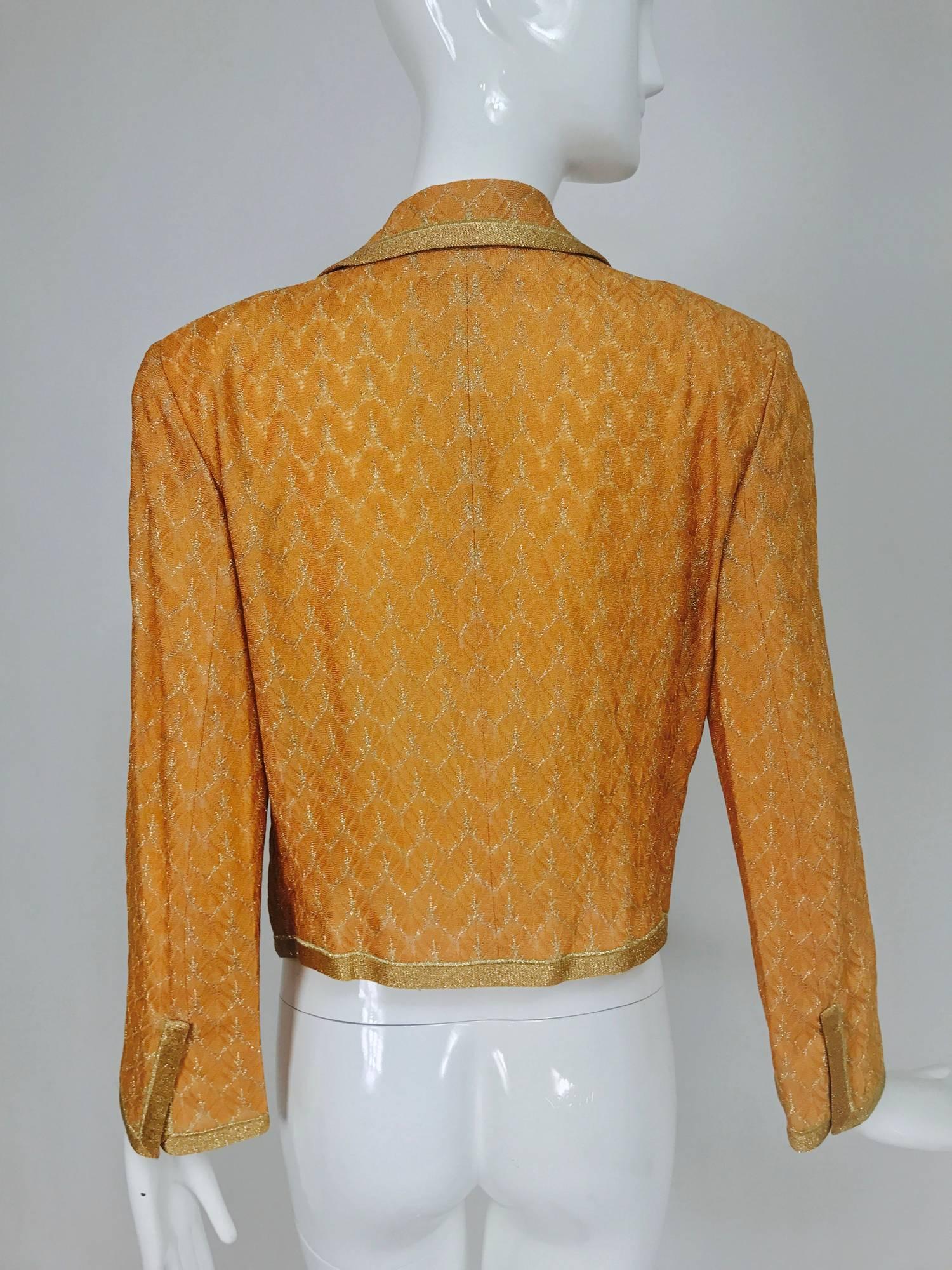 Missoni coral and gold metallic knit single button front cropped jacket Unworn 2