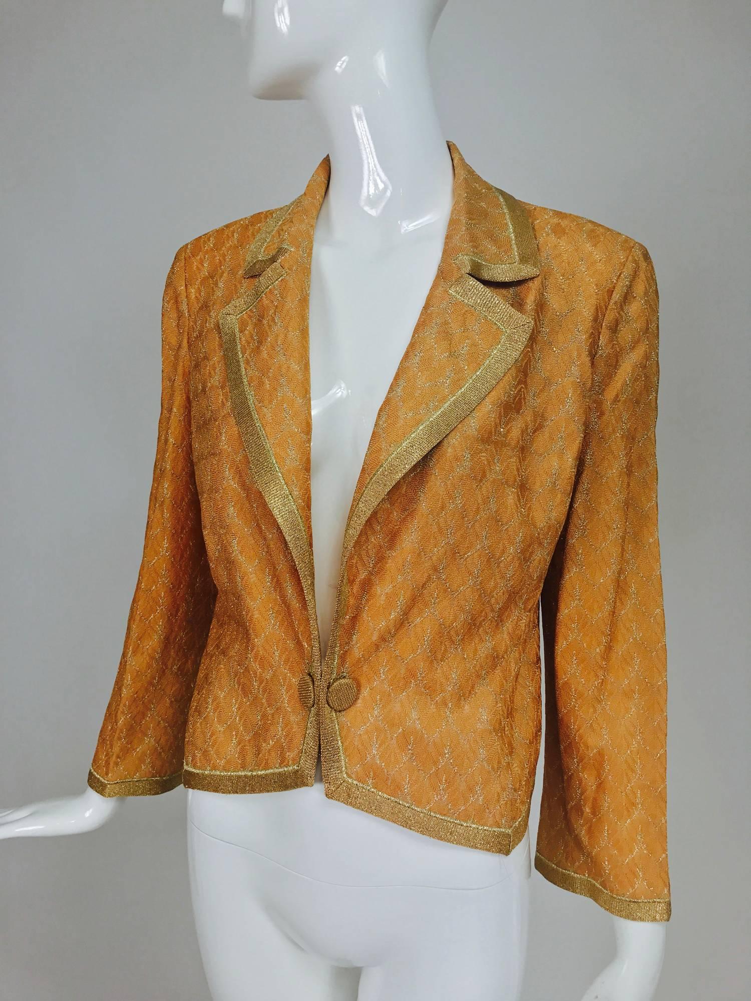 Missoni coral and gold metallic knit single button front cropped jacket Unworn 4
