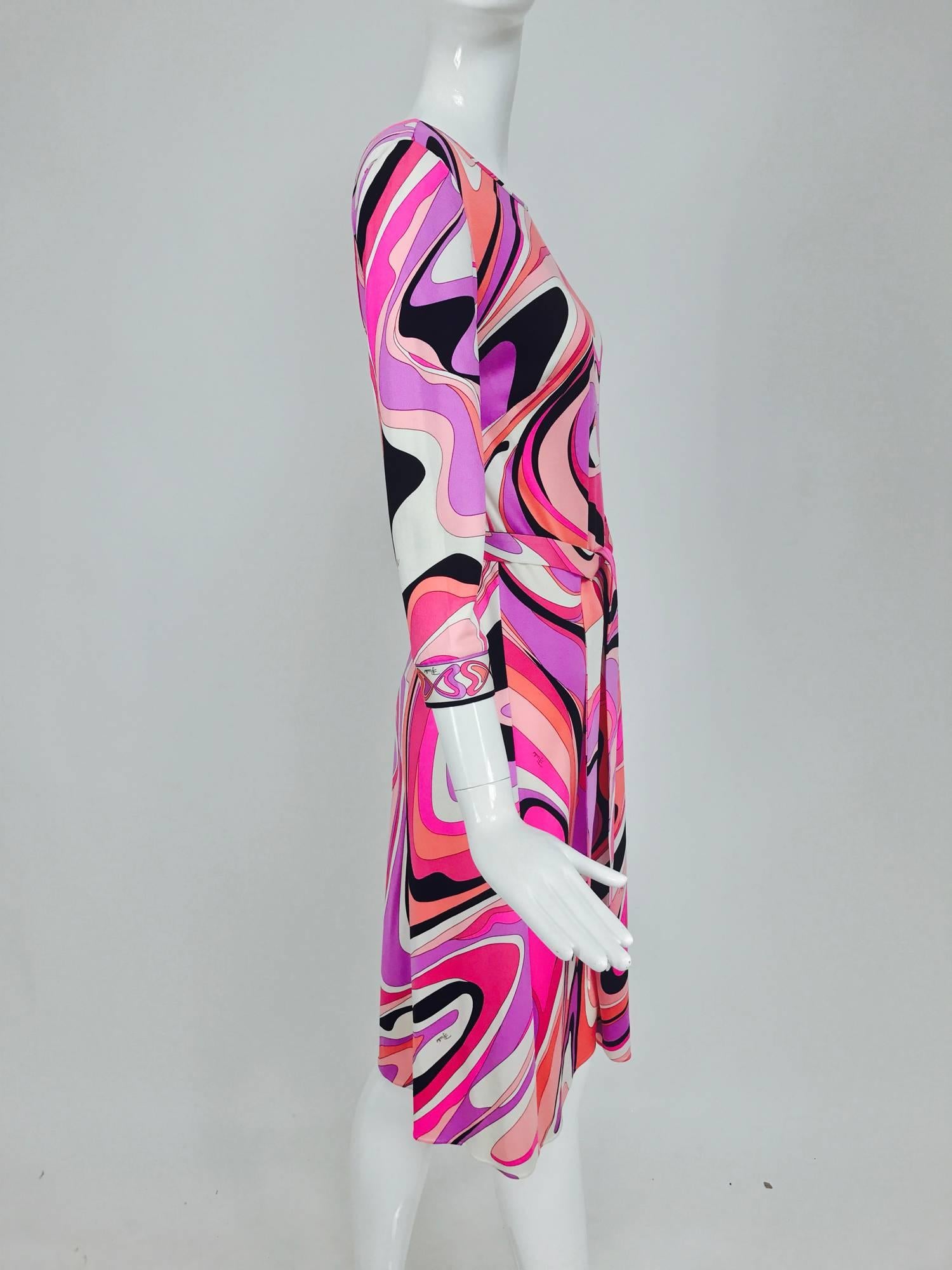 Pink Pucci silk jersey scoop back dress in pink and orange plus 