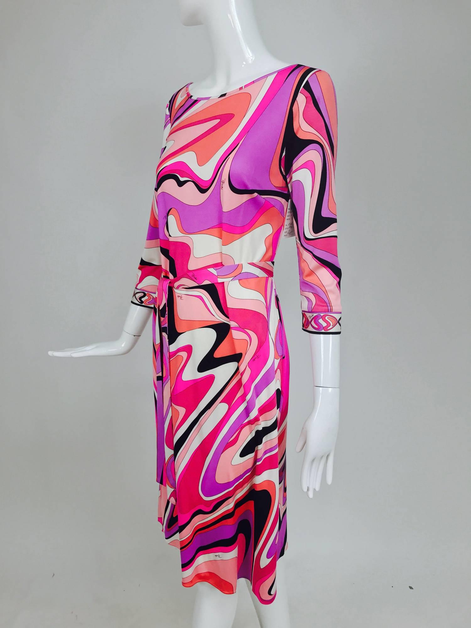 Pucci silk jersey scoop back dress in pink and orange plus  3