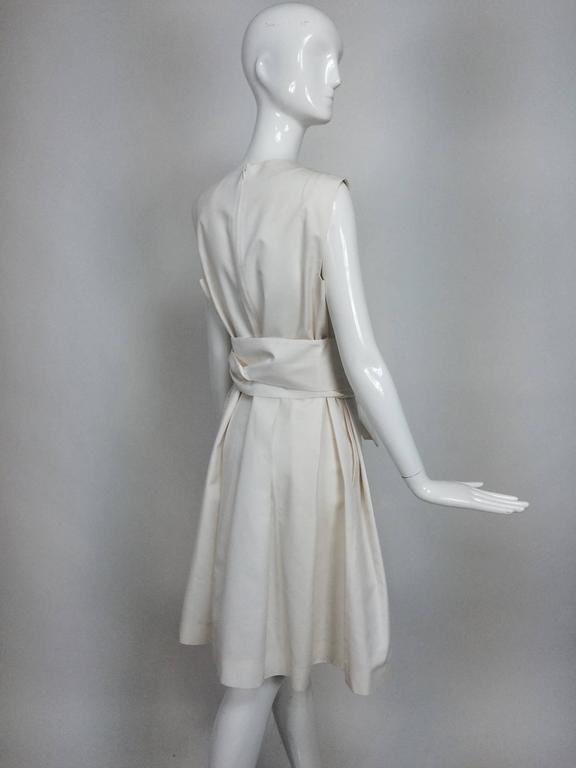 Yves Saint Laurent sleeveless creamy white cotton and silk wrap waist ...