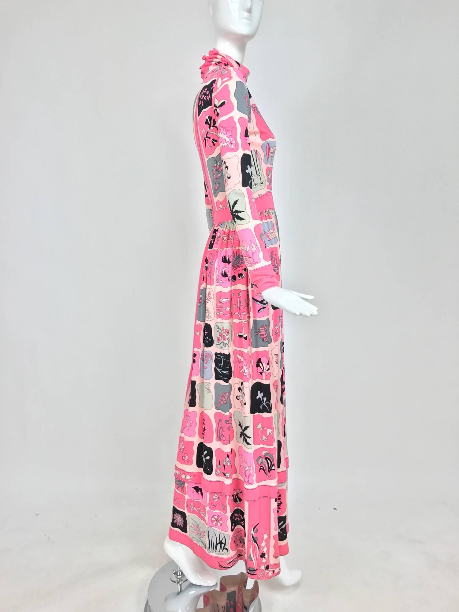 Vintage Bessi silk jersey floral print Maxi dress 1970s 2