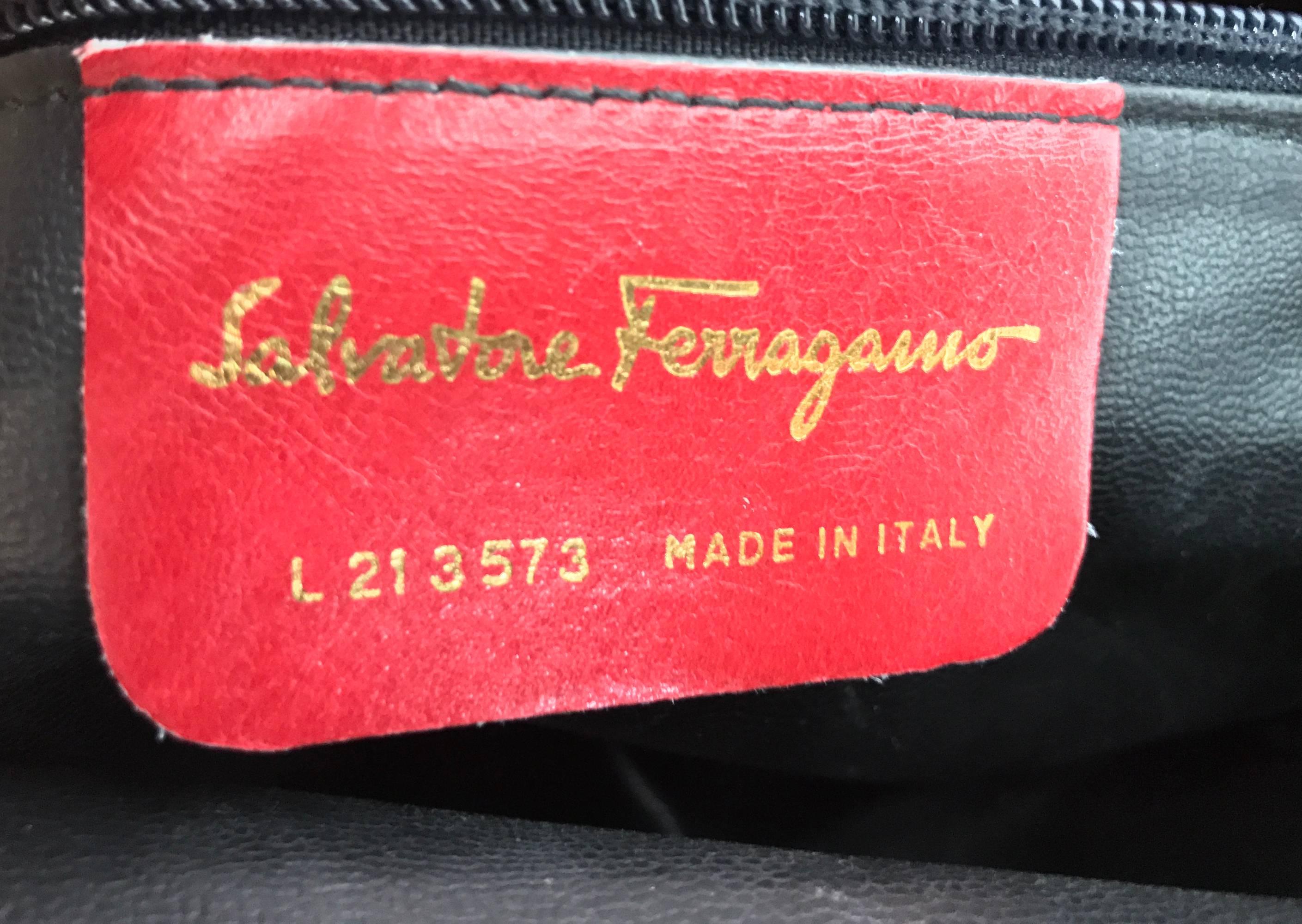 Vintage Ferragamo red lizard clutch cross body handbag 1980s 1