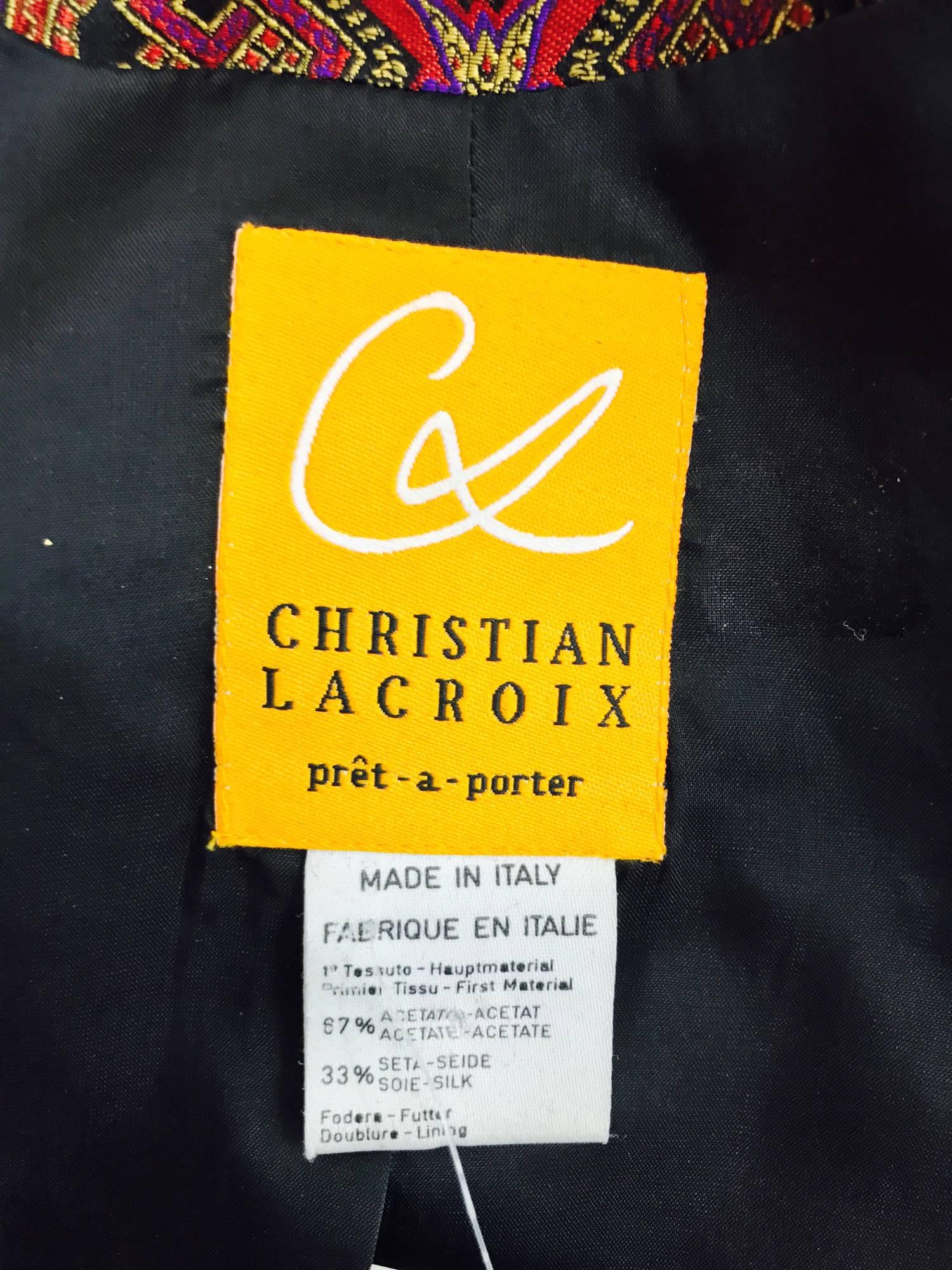 Vintage Christian LaCroix jewel tone brocade jacket jewel buttons 1980s 5