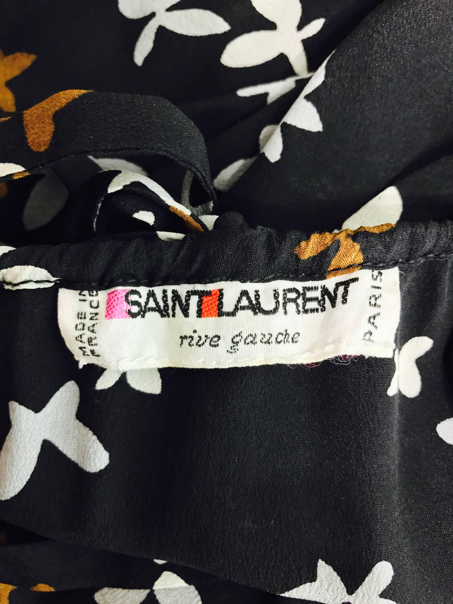 Documented Yves Saint laurent butterfly print silk peasant dress 1978 4
