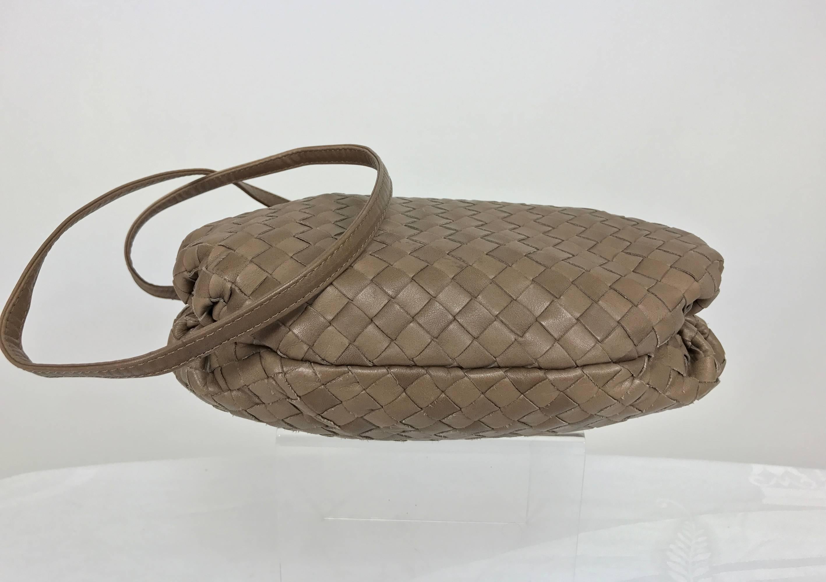 Bottega Veneta Intrecciato cocoa leather shoulder clutch handbag 1980s NWT 1