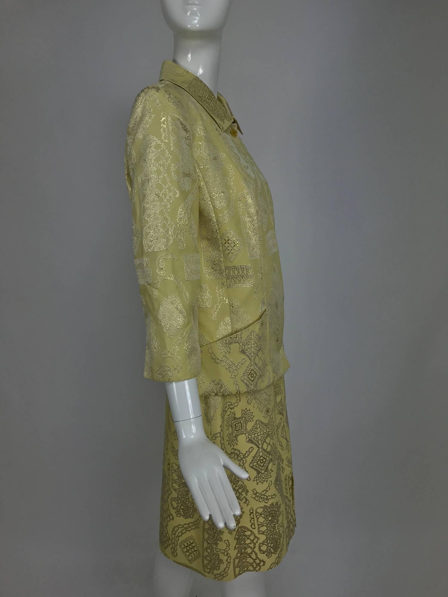 Brown Vintage Christian LaCroix 2pc metallic brocade jacket and skirt 1980s For Sale