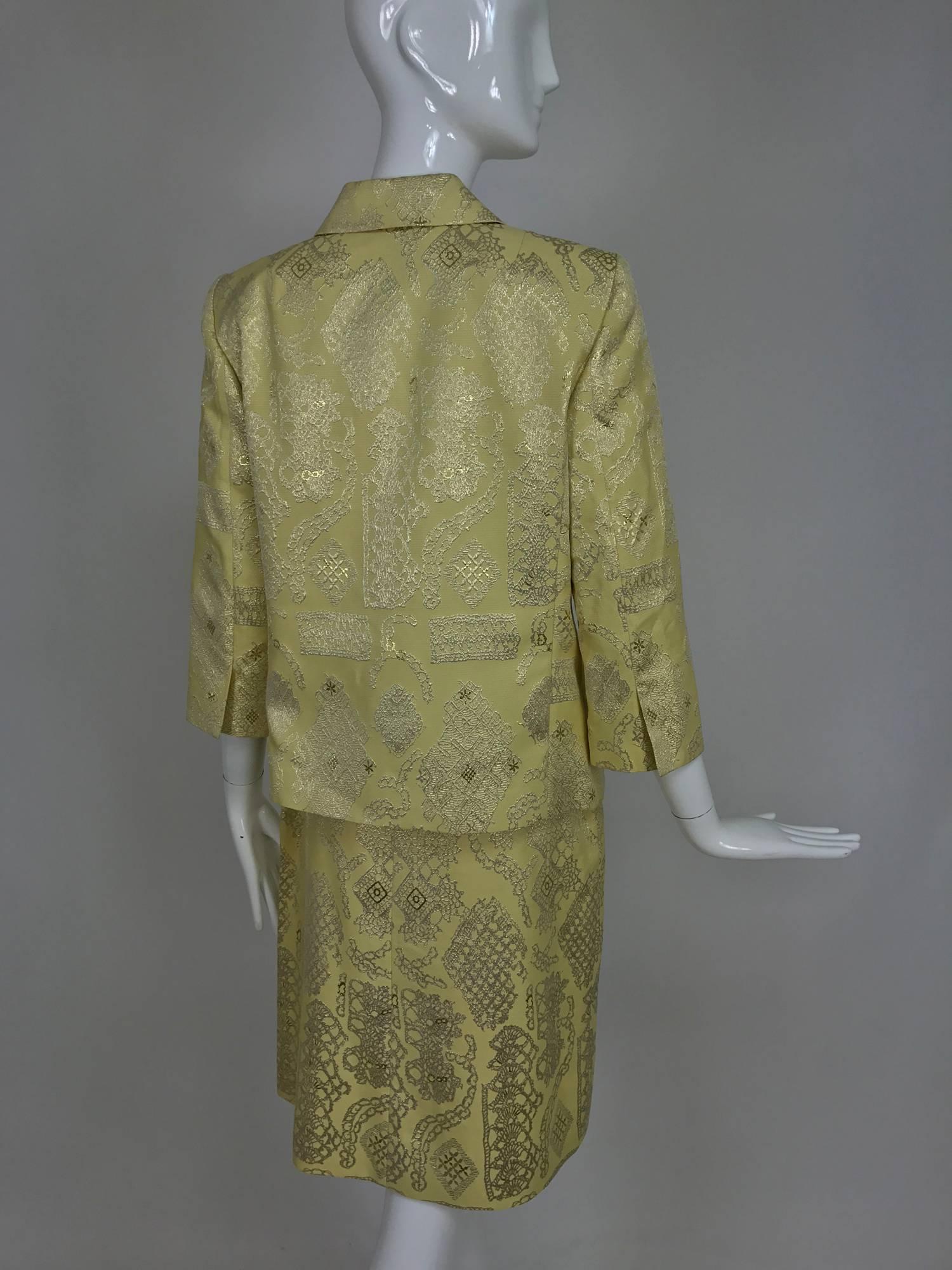 Vintage Christian LaCroix 2pc metallic brocade jacket and skirt 1980s In Excellent Condition For Sale In West Palm Beach, FL