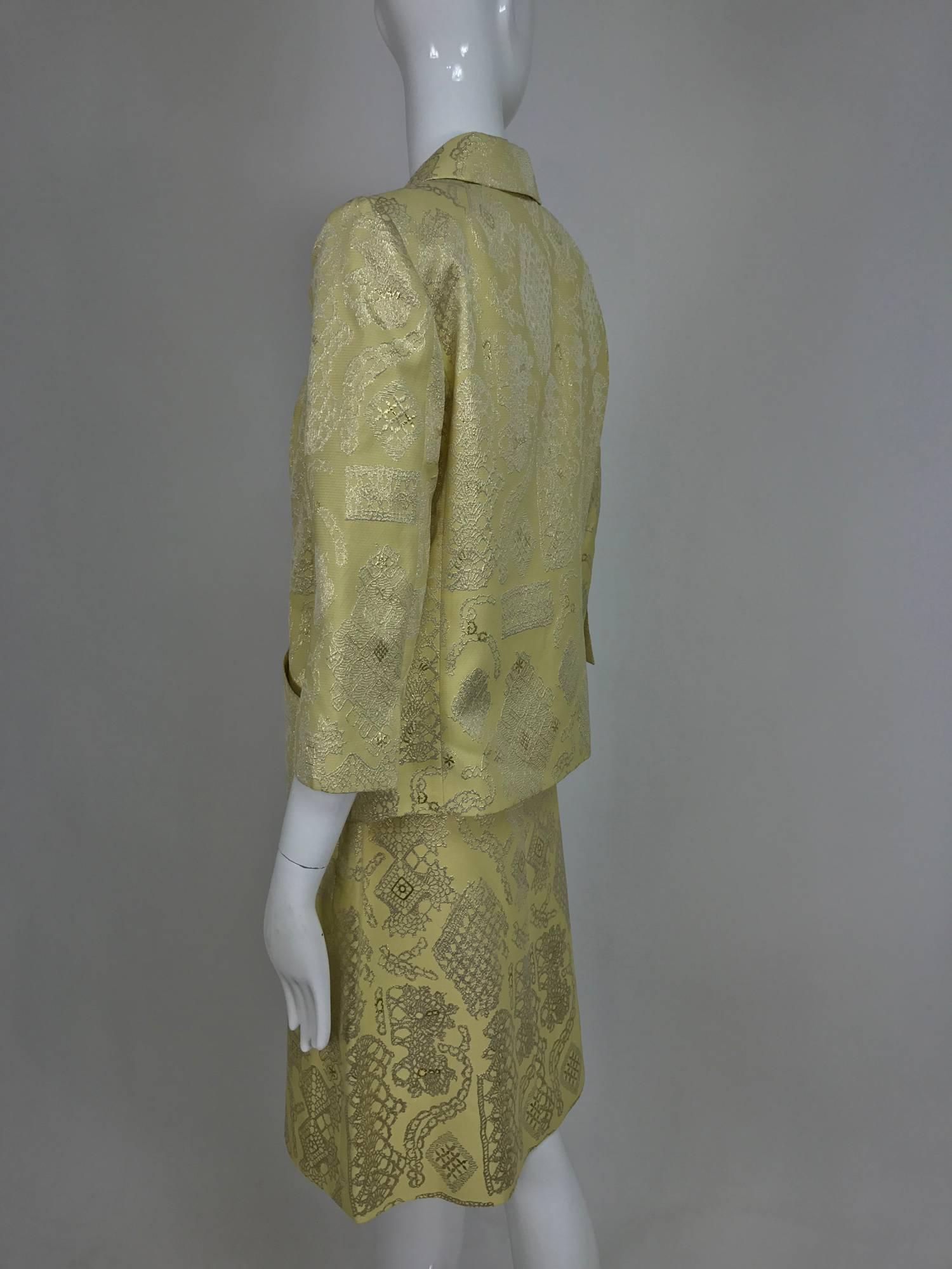 Christian LaCroix - Ensemble 2 pièces vintage veste et jupe en brocart métallique, années 1980 Pour femmes en vente