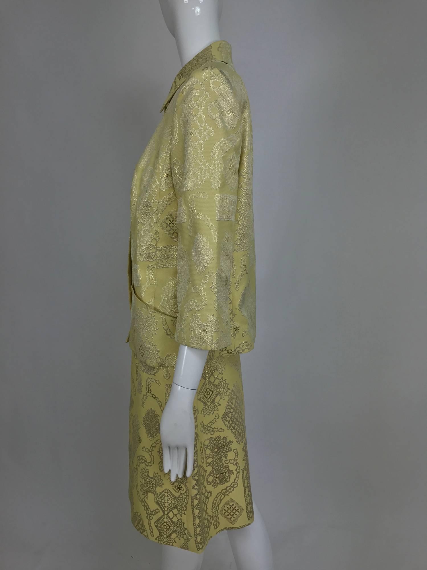 Vintage Christian LaCroix 2pc metallic brocade jacket and skirt 1980s For Sale 1
