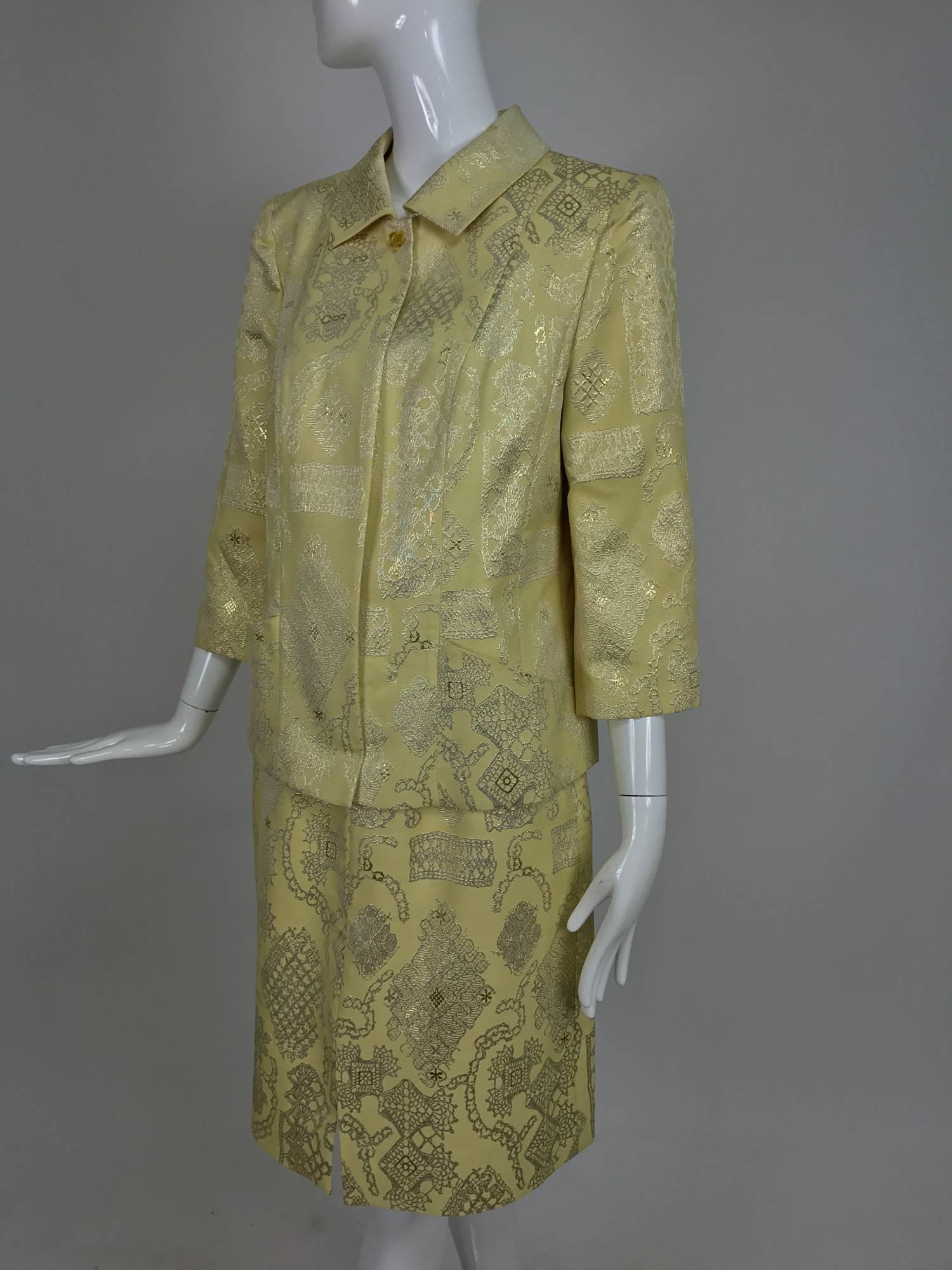 Christian LaCroix - Ensemble 2 pièces vintage veste et jupe en brocart métallique, années 1980 en vente 2