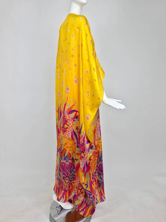 Vintage Oscar de la Renta bright tissue silk print caftan and dress ...
