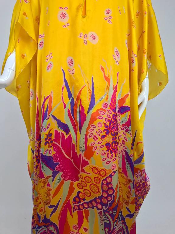 Vintage Oscar de la Renta bright tissue silk print caftan and dress ...