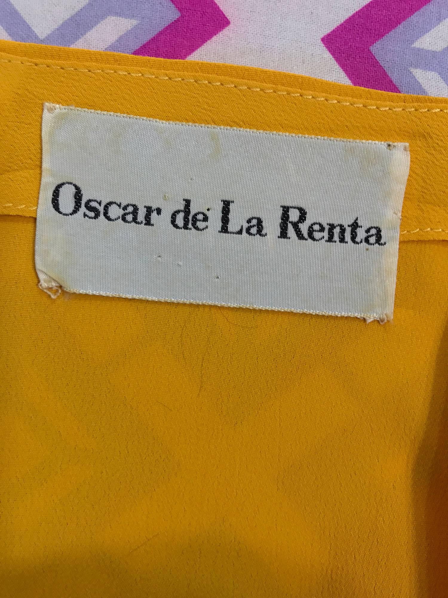 Vintage Oscar de la Renta bright tissue silk print caftan and dress 1970s 3
