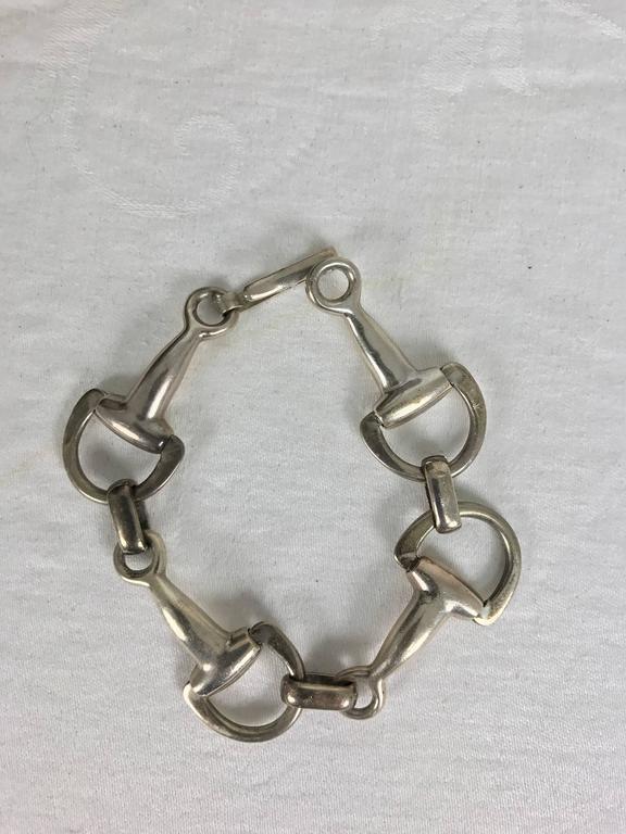 Vintage Gucci heavy sterling silver horse bit bracelet with box at ...