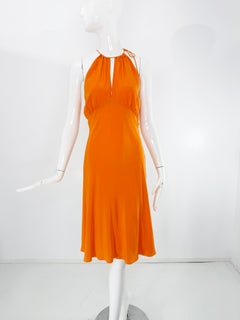 Ralph Lauren Blue Label Orange Silk Halter Neck Bias Cut Dress 6
