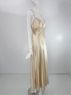Valentino Intimo 1990s Dead Stock Cream Satin Bias Cut Lingerie Gown Large
