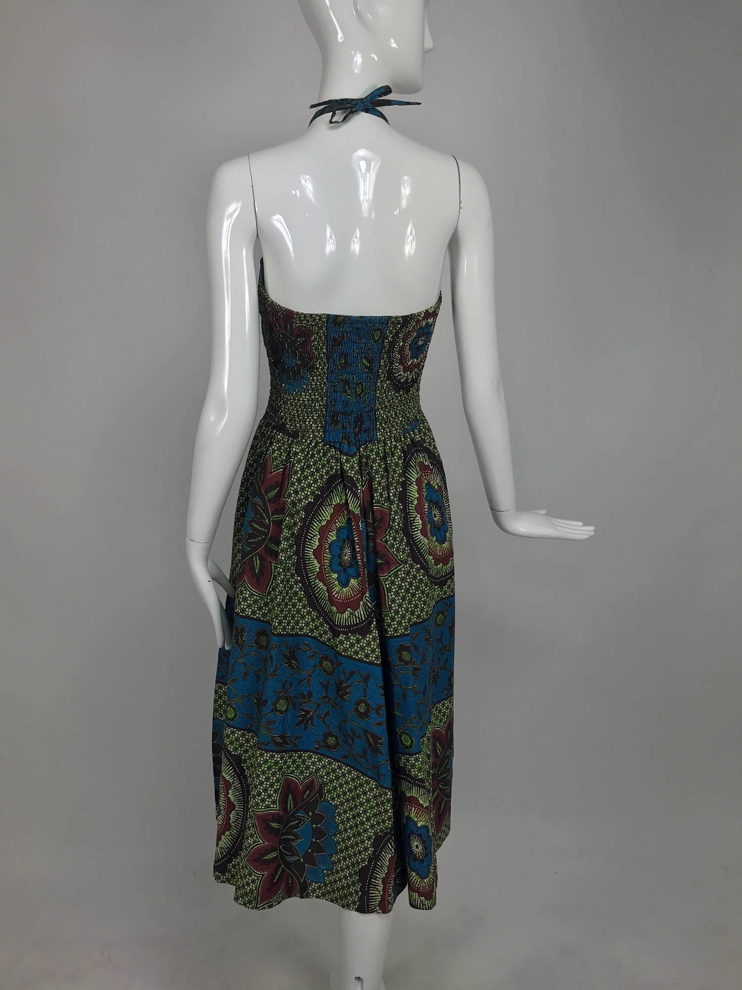 Women's Vintage Miss Hawaii by Kamehameha batik print halter neck dress 1950s