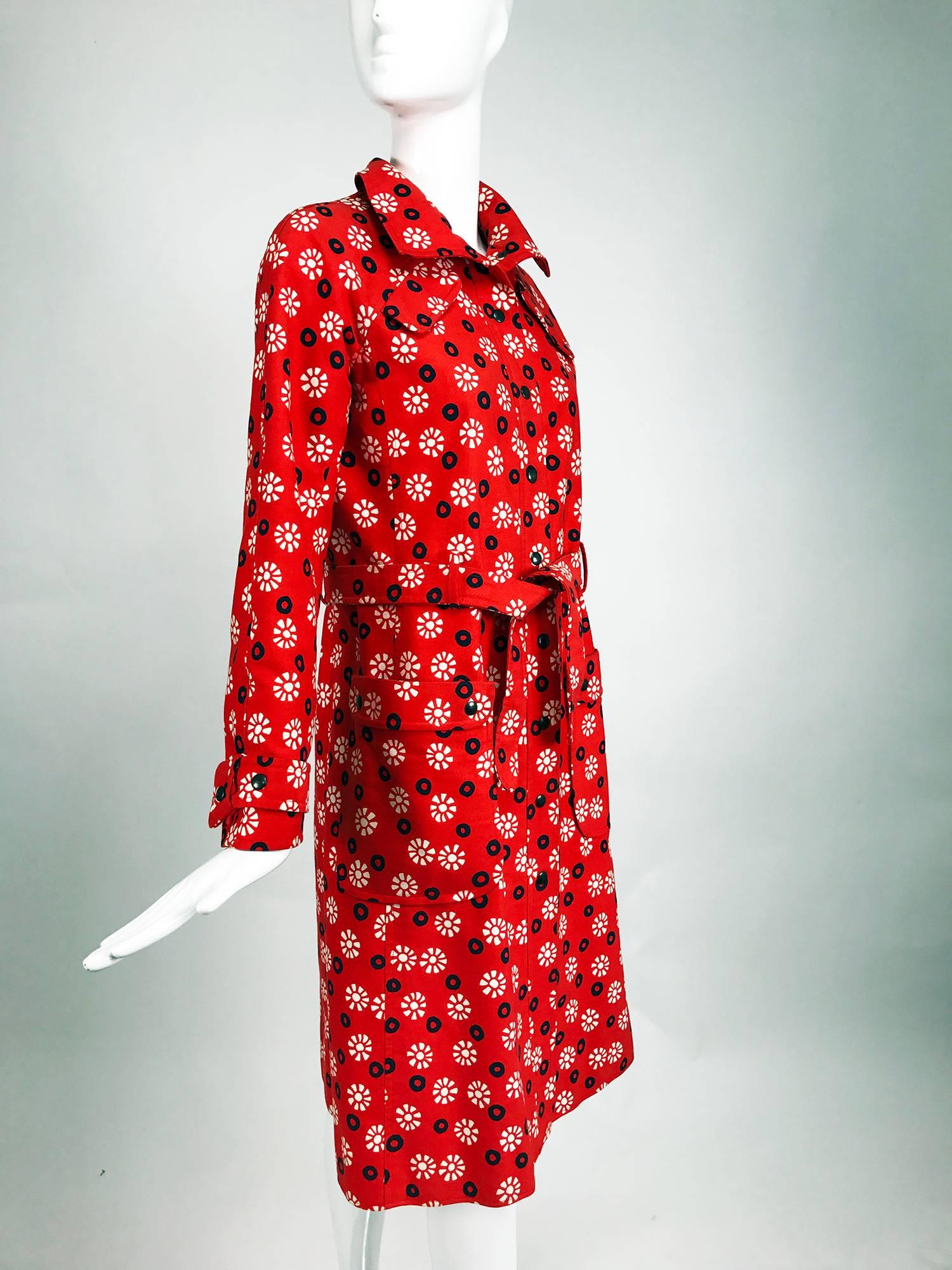 Vintage Emanuel Ungaro printed cotton canvas trench coat 1960s 2