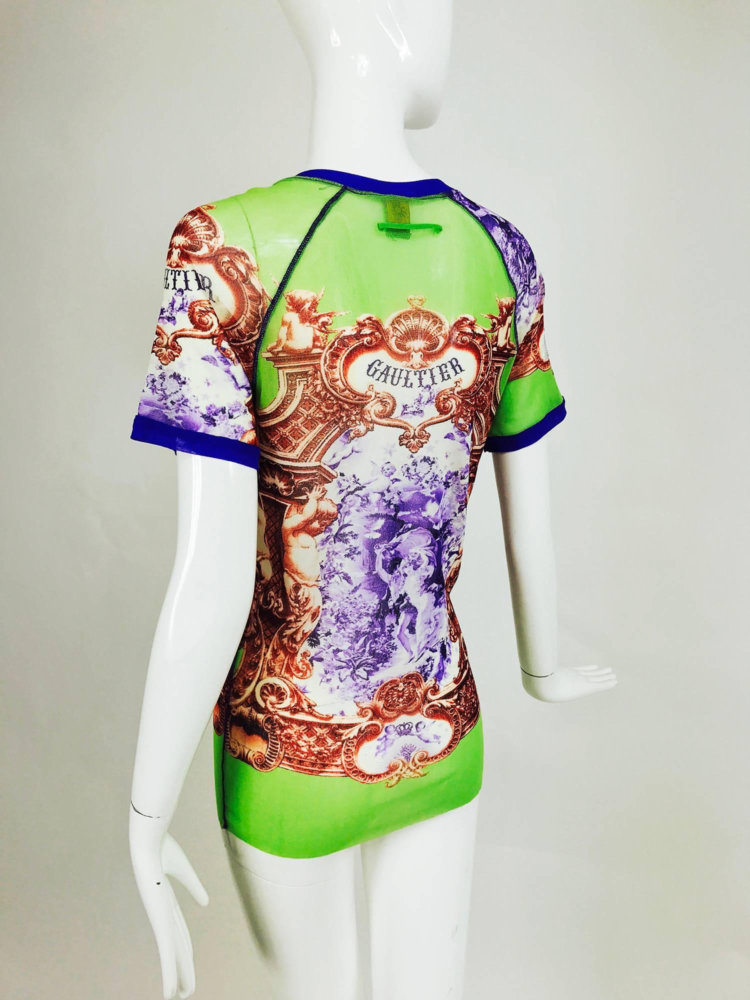 Women's Jean Paul Gaultier Short sleeve mesh printed top Adam and Eve