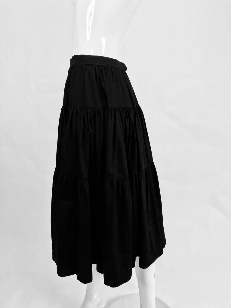 Vintage Yves Saint Laurent tiered black cotton peasant skirt 1970s at ...