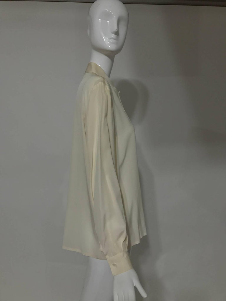 Valentino cream fine silk crepe long sleeve blouse For Sale at 1stDibs