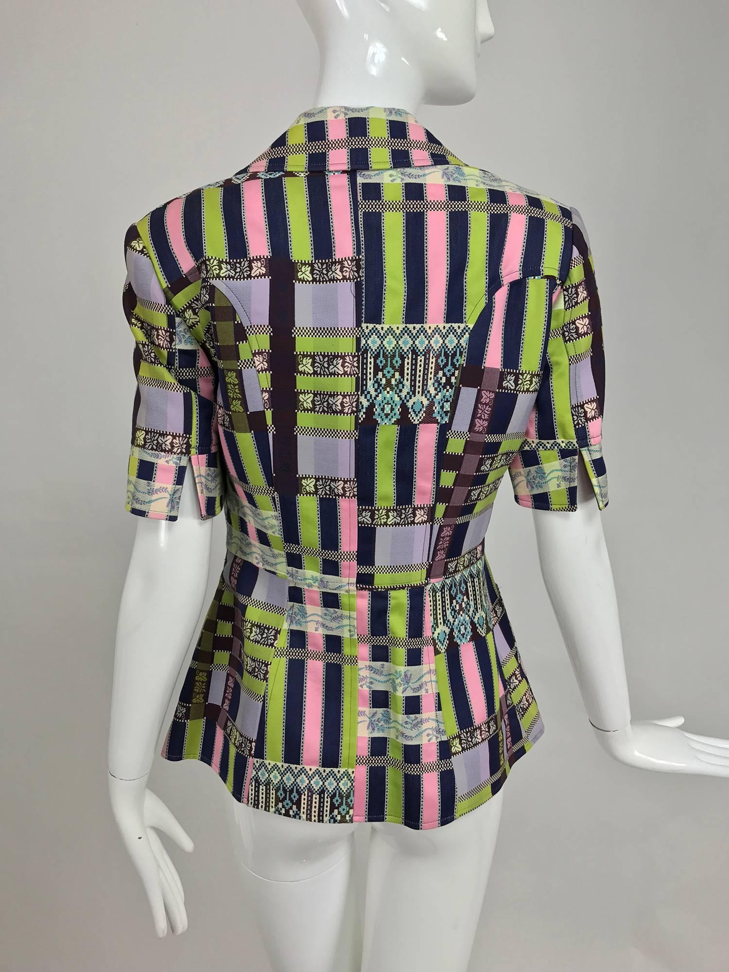 Women's Christian LaCroix Bazar zipper front Short sleeve jacket 1980s For Sale