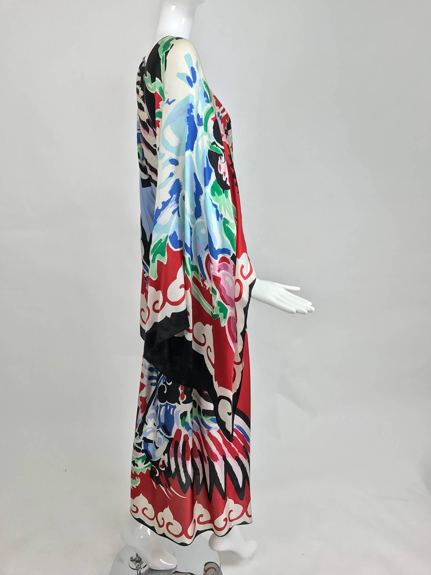 Michaele Vollbracht silk print cape top and maxi dress museum piece 1980 In Good Condition In West Palm Beach, FL