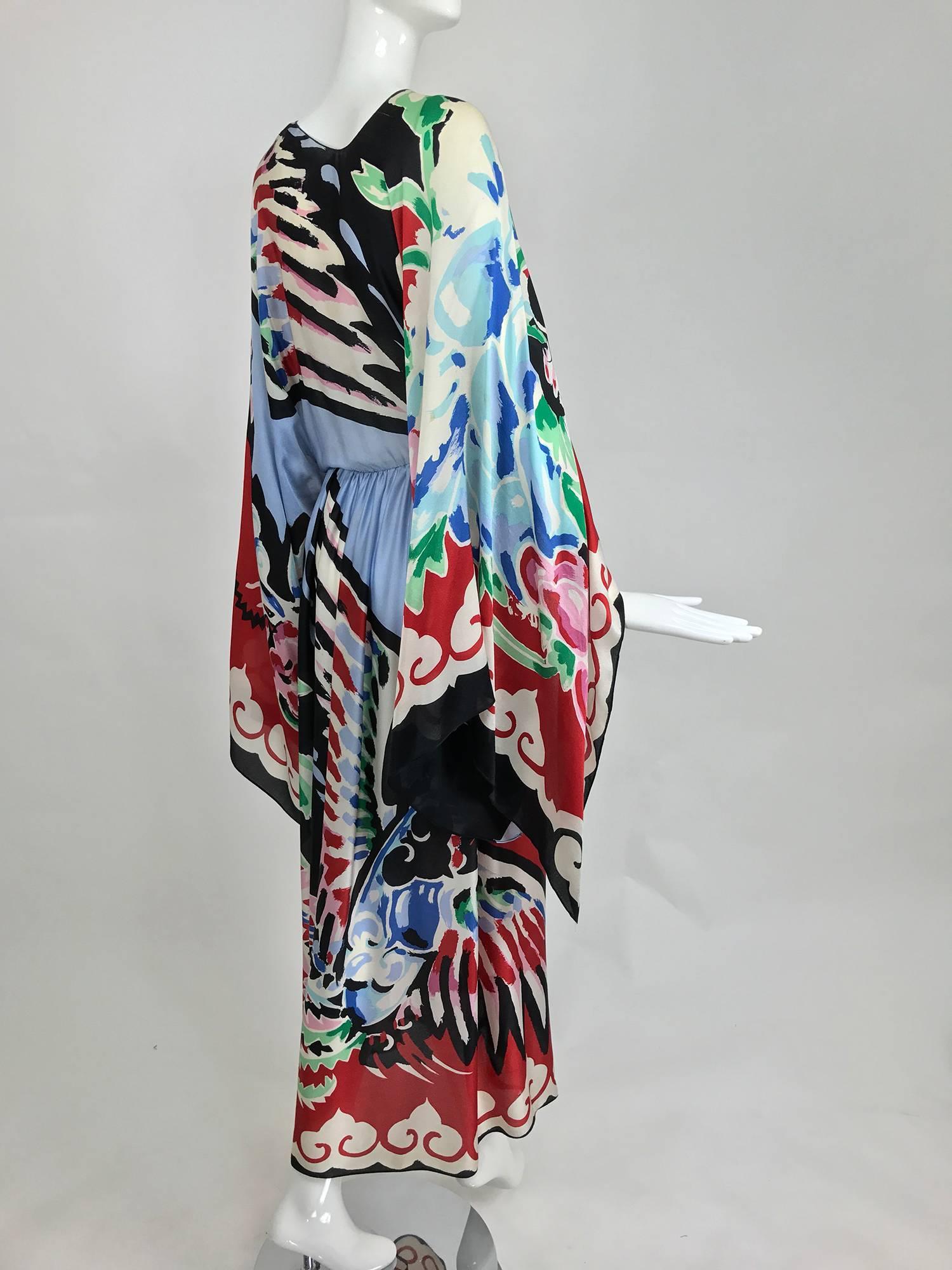 Women's Michaele Vollbracht silk print cape top and maxi dress museum piece 1980