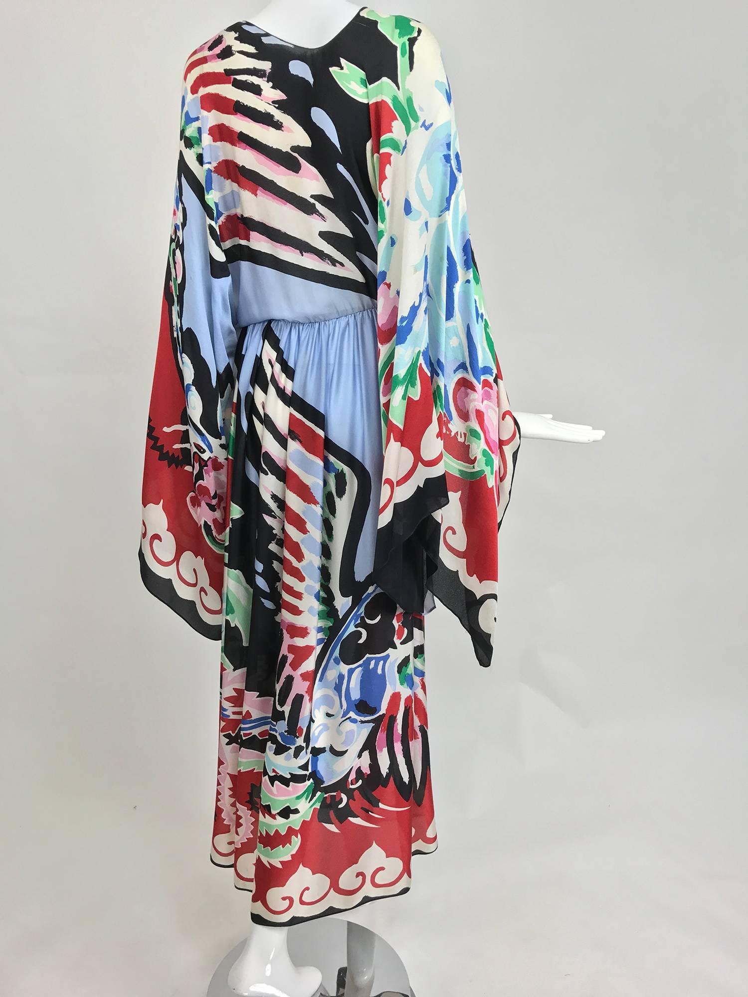 Michaele Vollbracht silk print cape top and maxi dress museum piece 1980 1