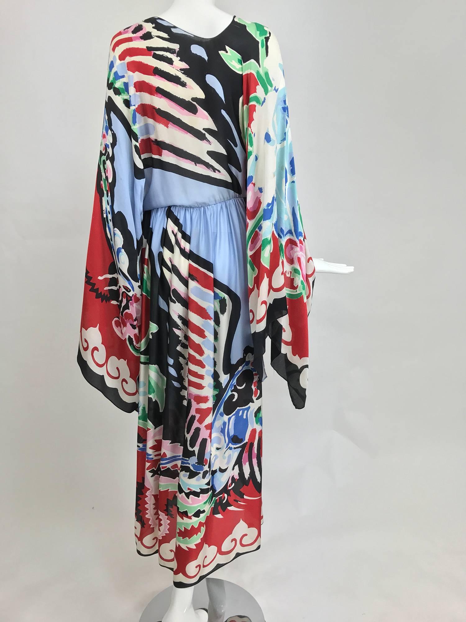 Michaele Vollbracht silk print cape top and maxi dress museum piece 1980 2