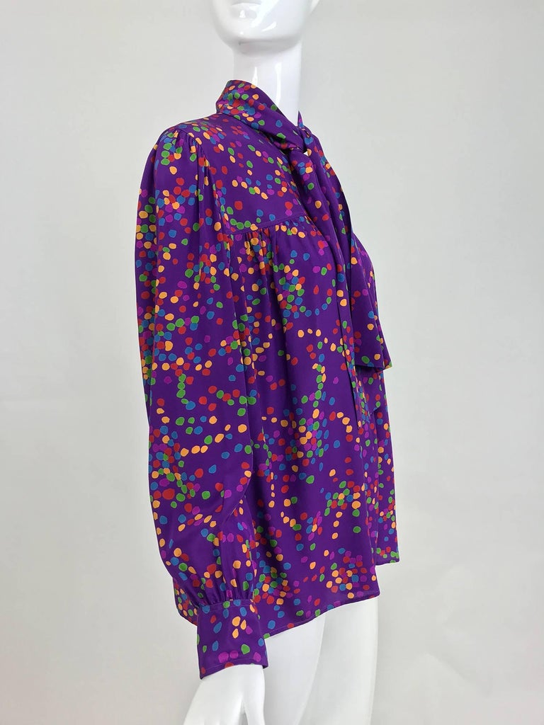 1970s Silk Yves Saint Laurent Bow Top