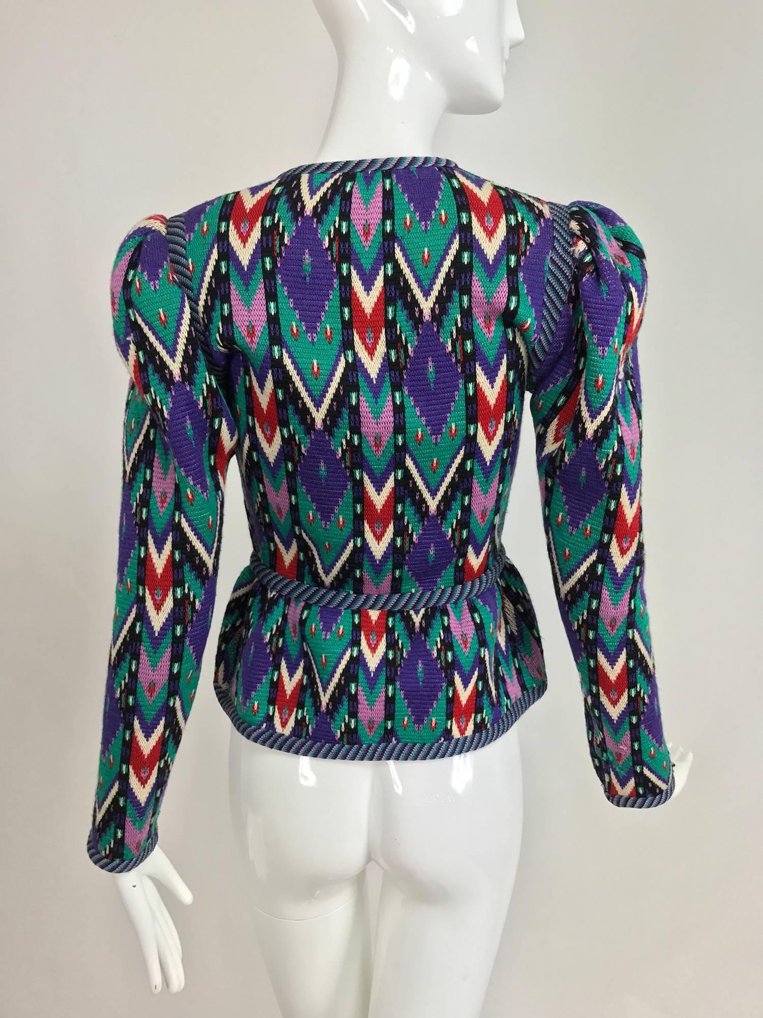 Yves Saint Laurent colourful geometric cardigan sweater 1970s 1