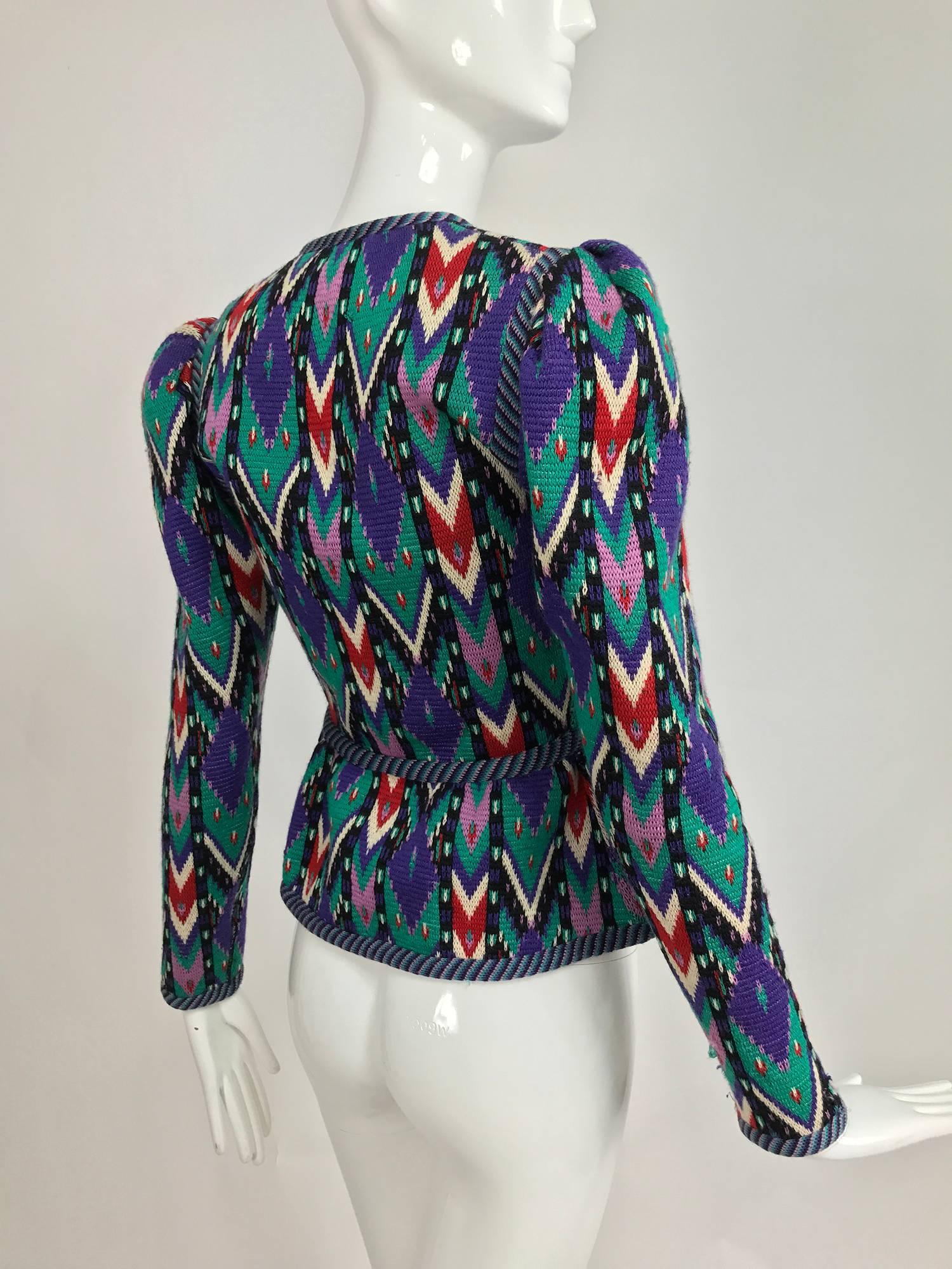 Yves Saint Laurent colourful geometric cardigan sweater 1970s 2
