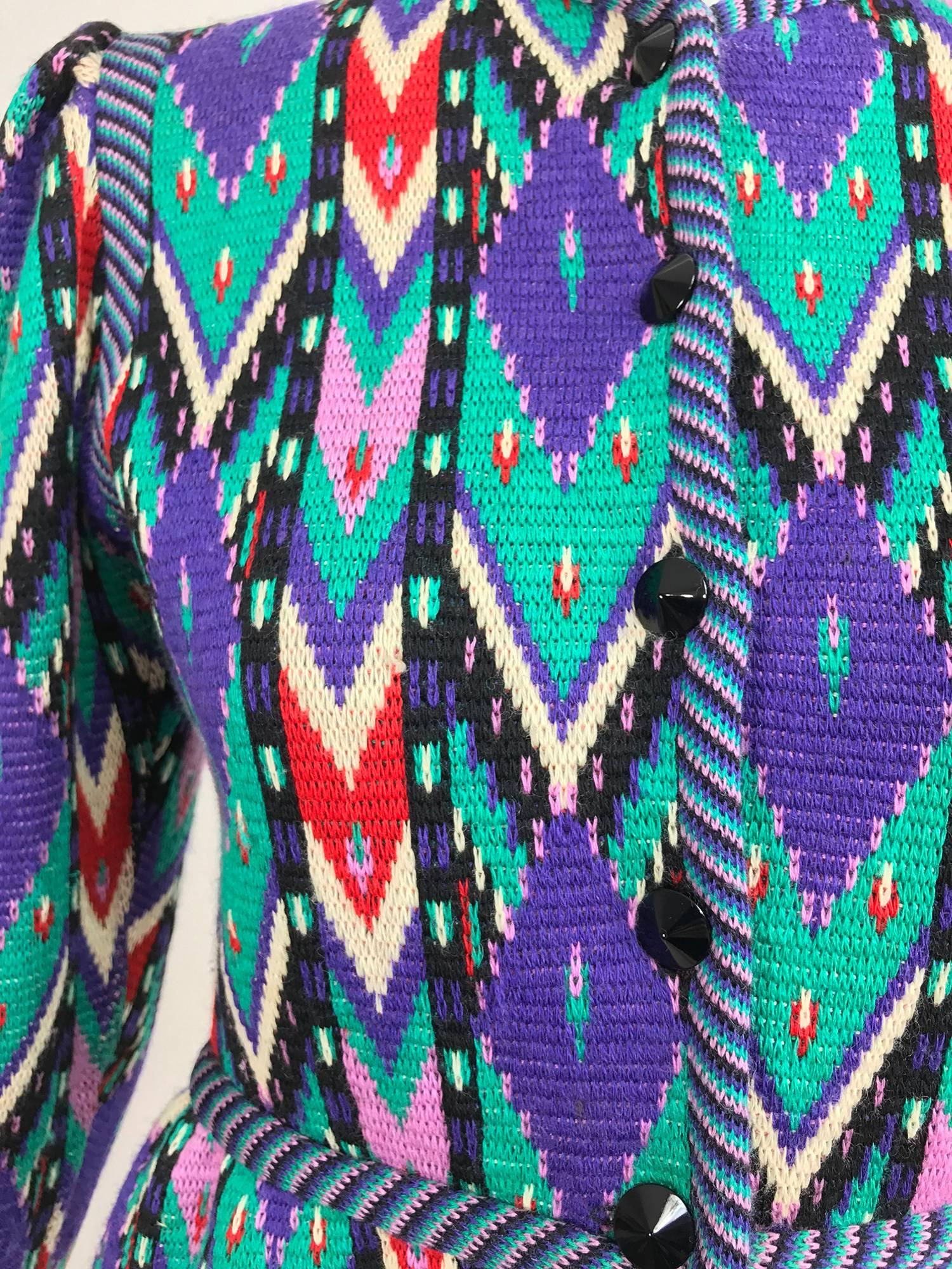 Yves Saint Laurent colourful geometric cardigan sweater 1970s 4