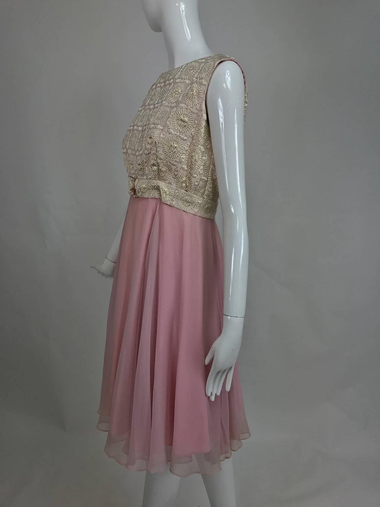 1960s Pink Chenille & Metallic Dress