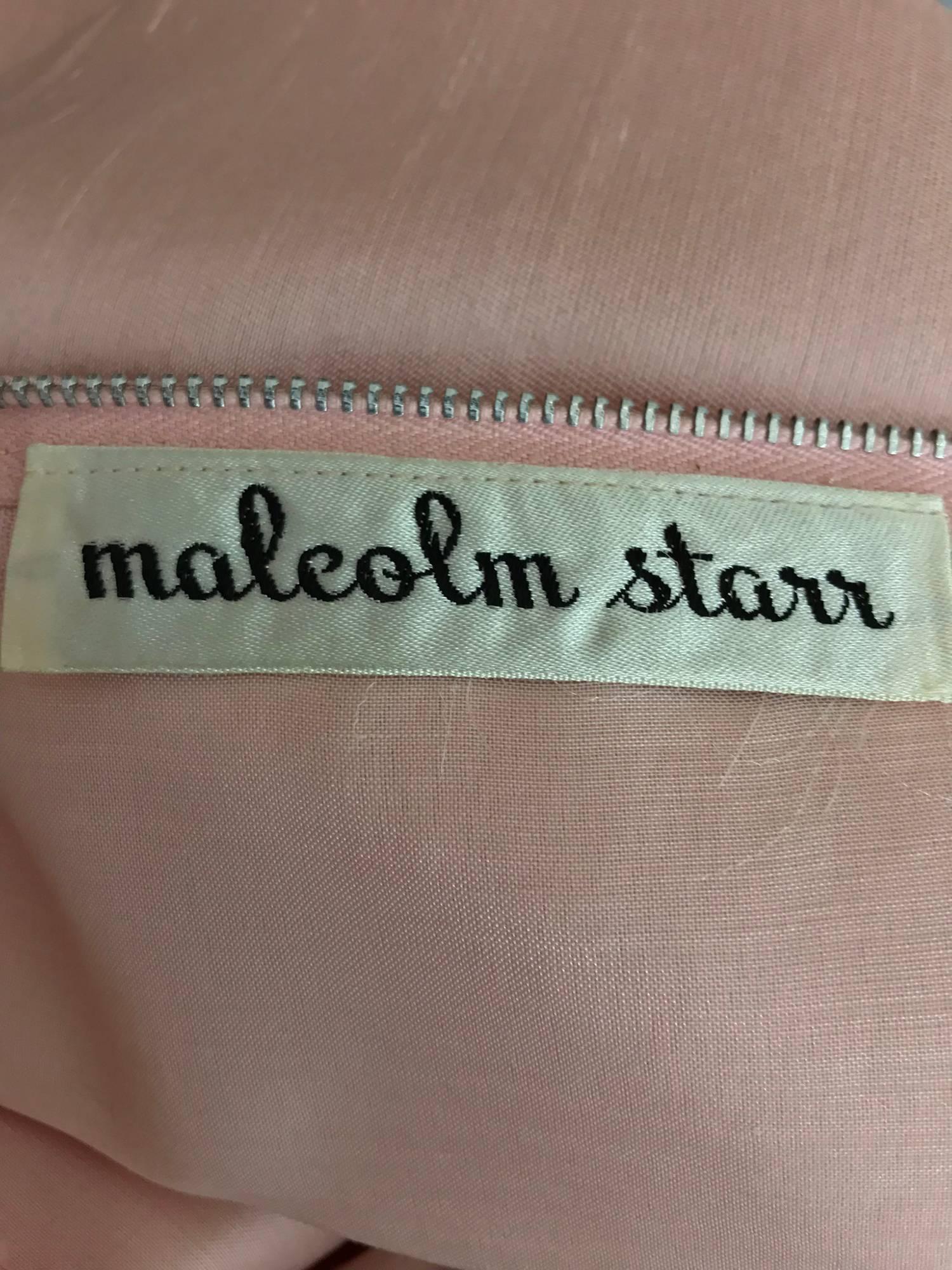 Vintage Malcolm Starr beaded pink silk princess seam cocktail dress 1960s 5
